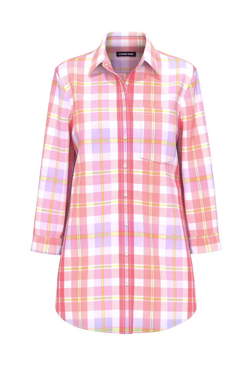 Lands' End Women's No Iron 3/4 Sleeve Tunic Top - Wrinkle-Free Casual Blouse for Work & Travel | Comfortable Stretch Fabric for Office, Business Trips & Everyday Wear