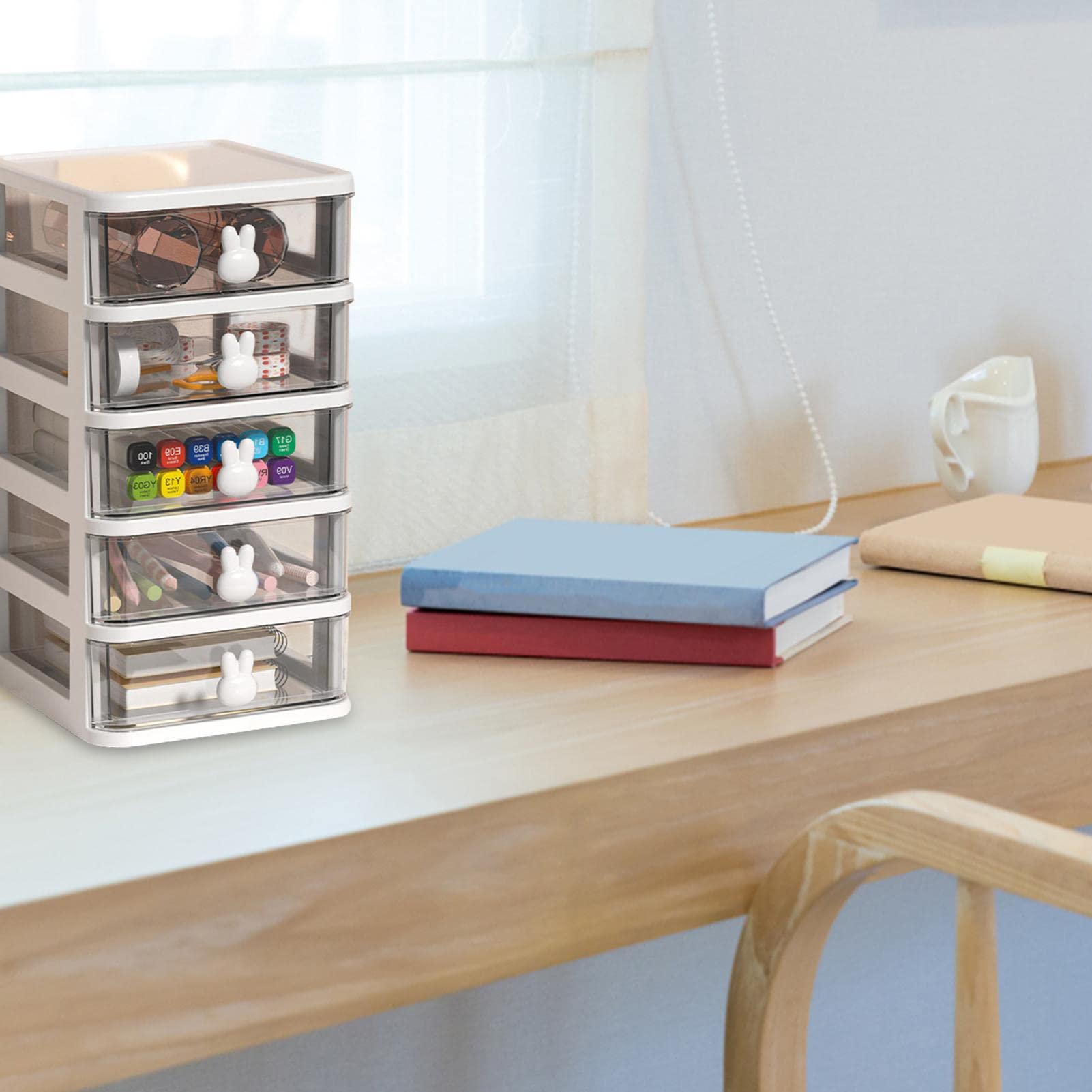 Cute Transparent 4-Tier Cosmetic Organizer for Makeup & Stationery Storage