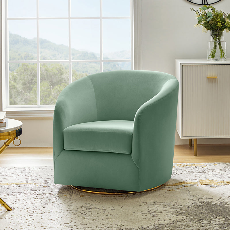 Emanuela Velvet Swivel Barrel Armchair - Modern Accent Chair for Living Room, Bedroom & Office - 360° Rotating Comfortable Lounge Chair with Soft Upholstery - Perfect for Reading, Relaxing & Home Decor