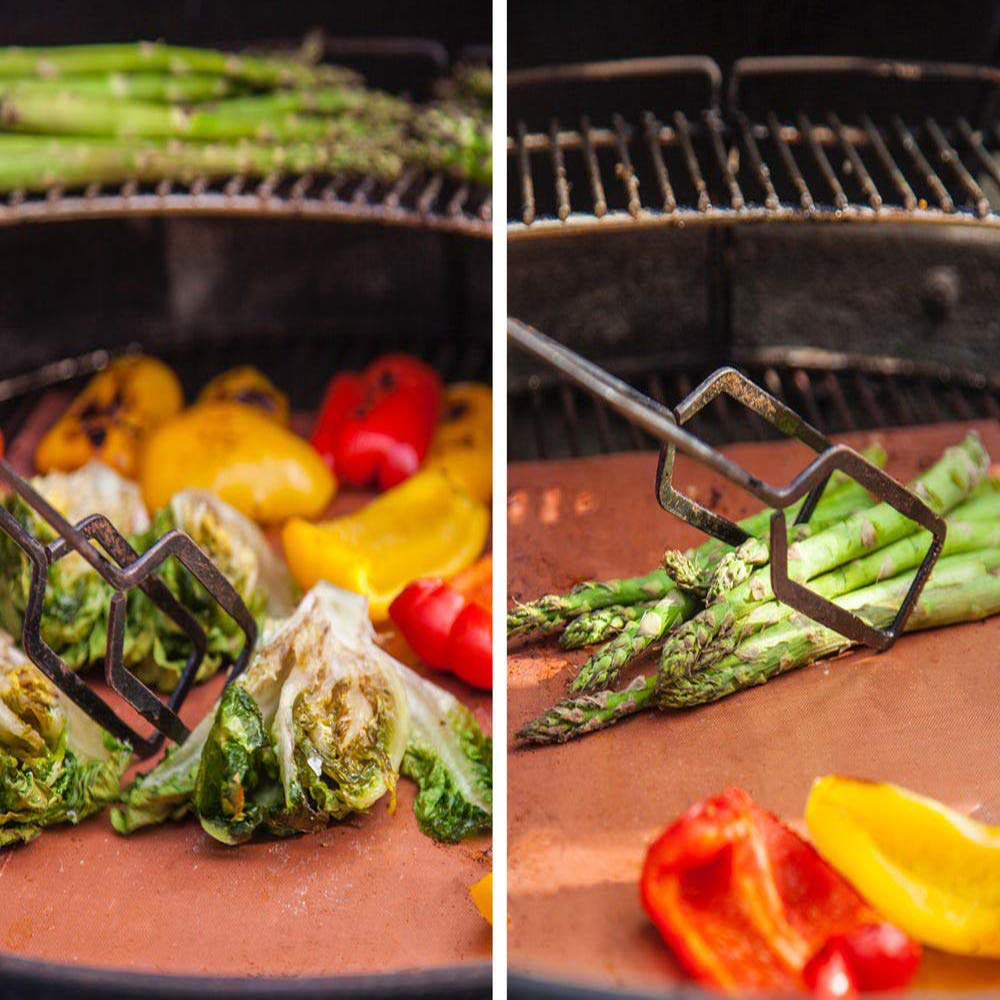 Smaid Non-Stick Copper Grill Mat for Outdoor Cooking - 15.75 x 13 Inch Reusable BBQ Grill Mat for Gas, Charcoal & Electric Grills - Easy to Clean & Durable - Perfect for Backyard BBQ, Camping & Tailgating Parties