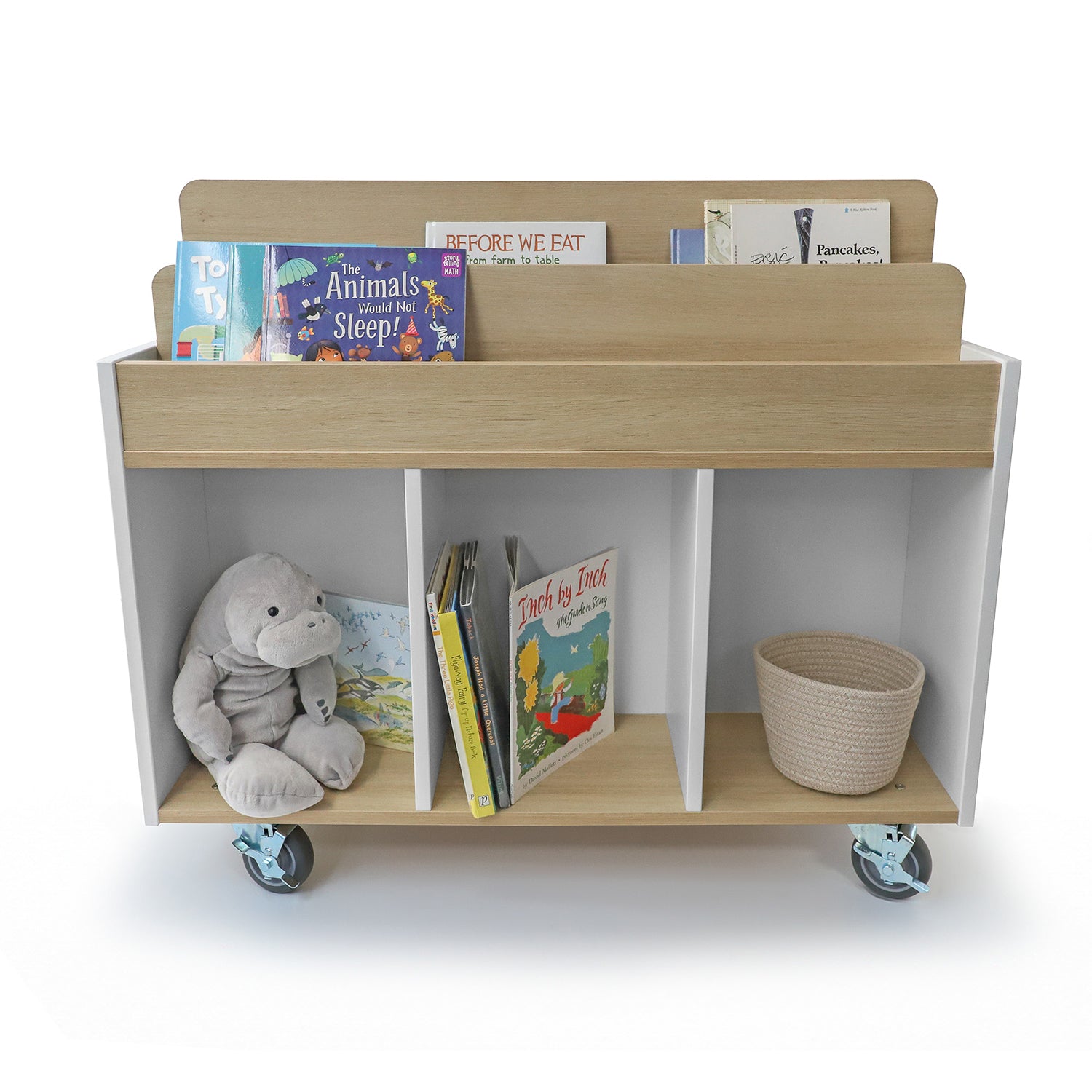 Elevated™ Mobile Book Storage Island WB1937 - Rolling Book Cart with Wheels for Home, Office, or Classroom Organization