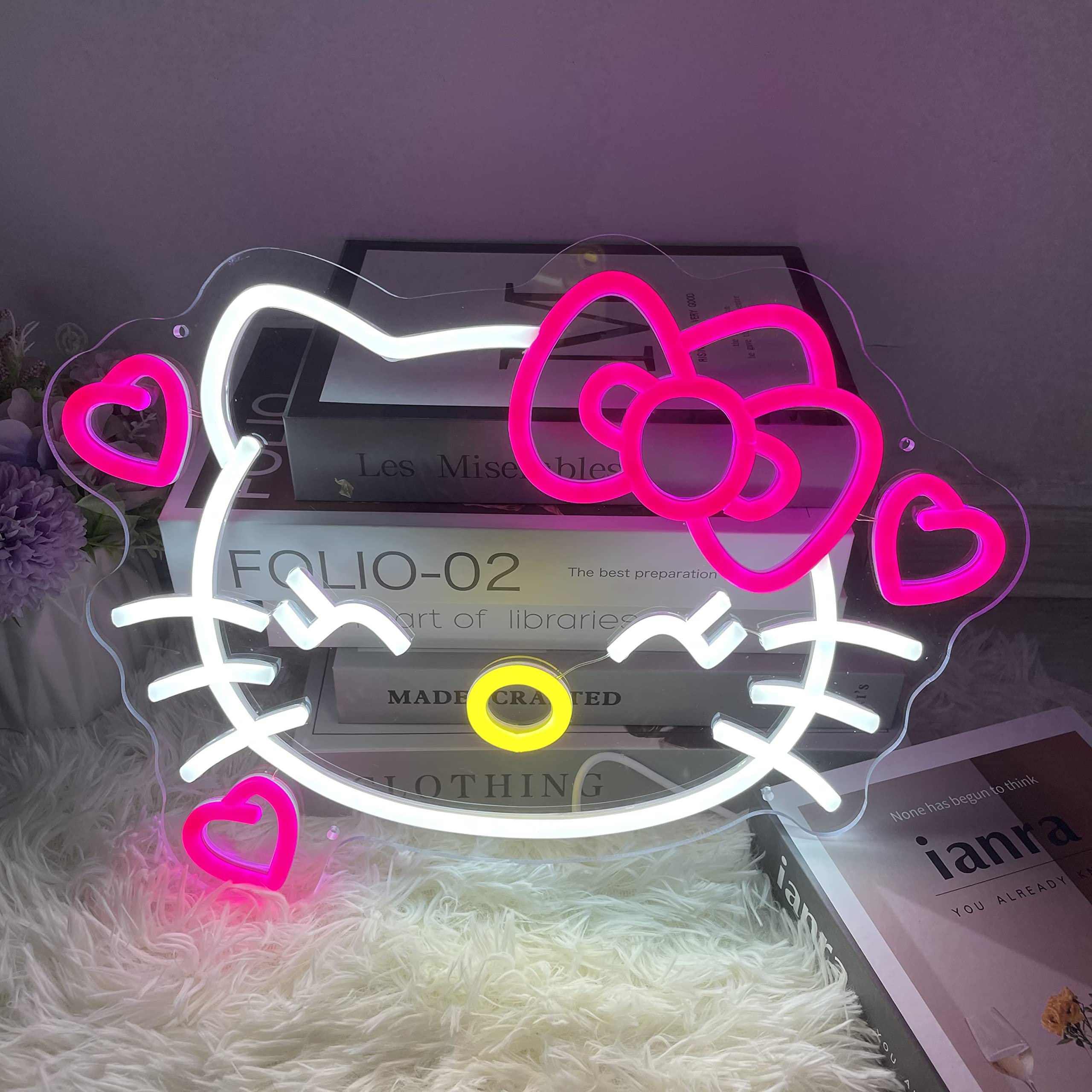 Lucky Cat Neon Sign - Anime LED Wall Decor, Custom Night Light for Kids Bedroom, Bar & Birthday Party - Warm Glow Art Kit (Style 2) | Perfect for Home Decor, Gaming Room, and Themed Events