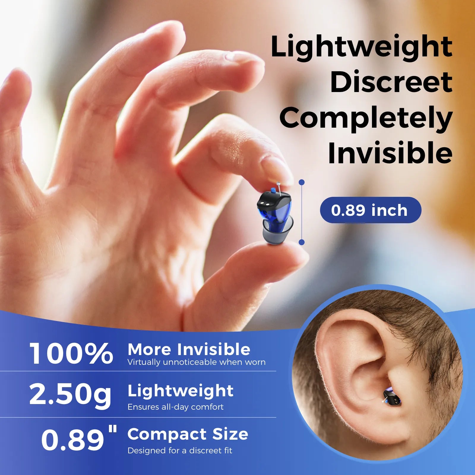 Linner Saturn Series Mini CIC OTC Hearing Aids for Adults - Rechargeable Digital Hearing Amplifier with Noise Reduction for Clear Sound - Perfect for TV Watching, Conversations & Outdoor Activities
