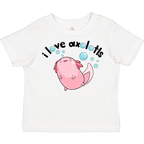Inktastic I Love Axolotls with Bubbles Toddler T-Shirt - Cute Axolotl Graphic Tee for Kids - Soft Cotton Baby Shirt - Perfect for Playdates, School & Casual Outings