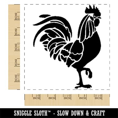 Rooster Strutting Farm Animal Chicken Square Rubber Stamp for Stamping, Scrapbooking & DIY Crafts - 2.75 Inch Large Stamp for Card Making, Journaling & Home Decor