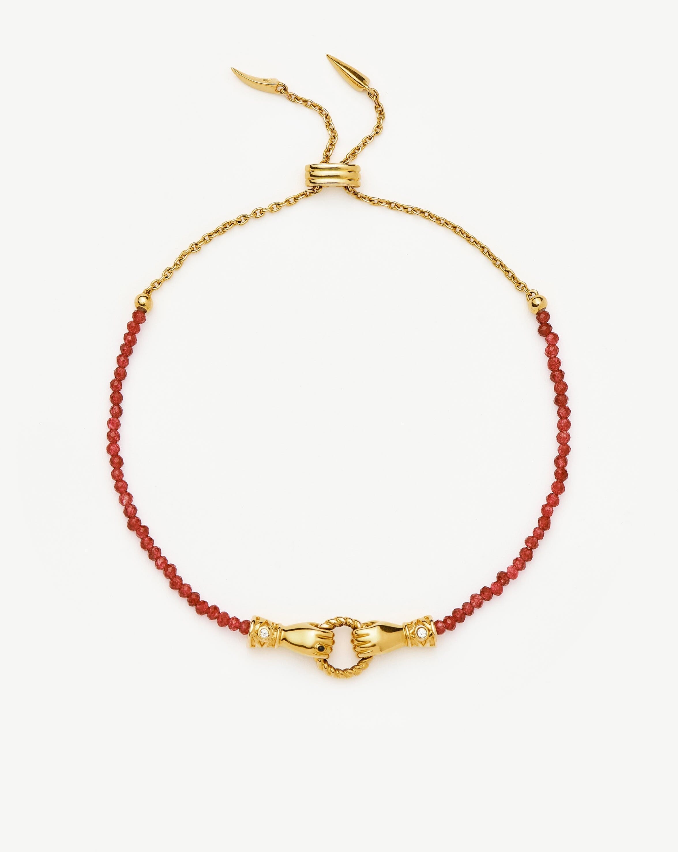 Harris Reed In Good Hands Gemstone Slider Bracelet - 18k Gold Plated Red Quartz Jewelry for Women | Elegant Gift for Birthday, Anniversary & Special Occasions