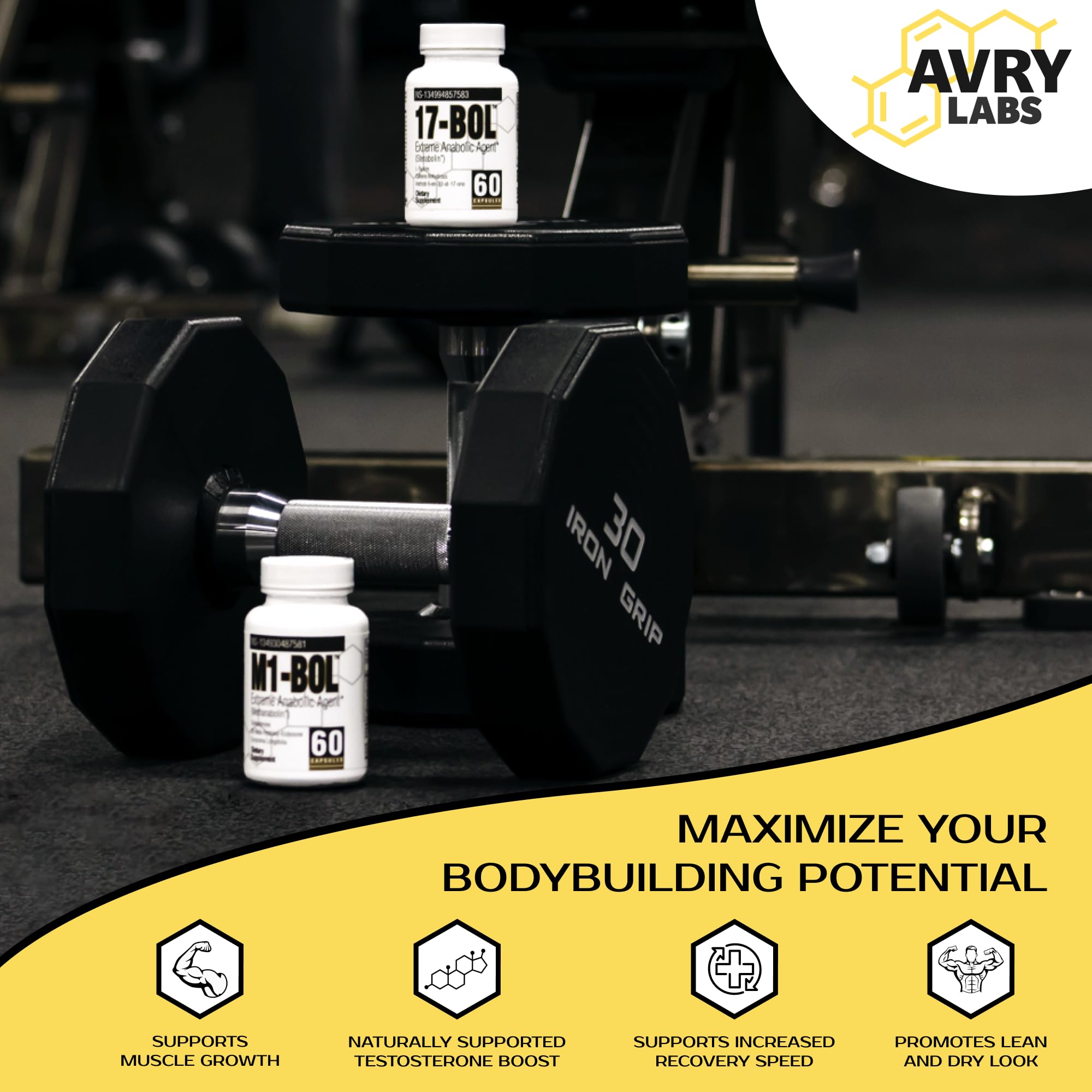 Mass Stack Anabolic Supplement Bundle – M1-BOL & 17-BOL for Muscle Growth, Strength, Cutting & Vascularity | 2-Month Supply | Pre-Workout & Bulking Support