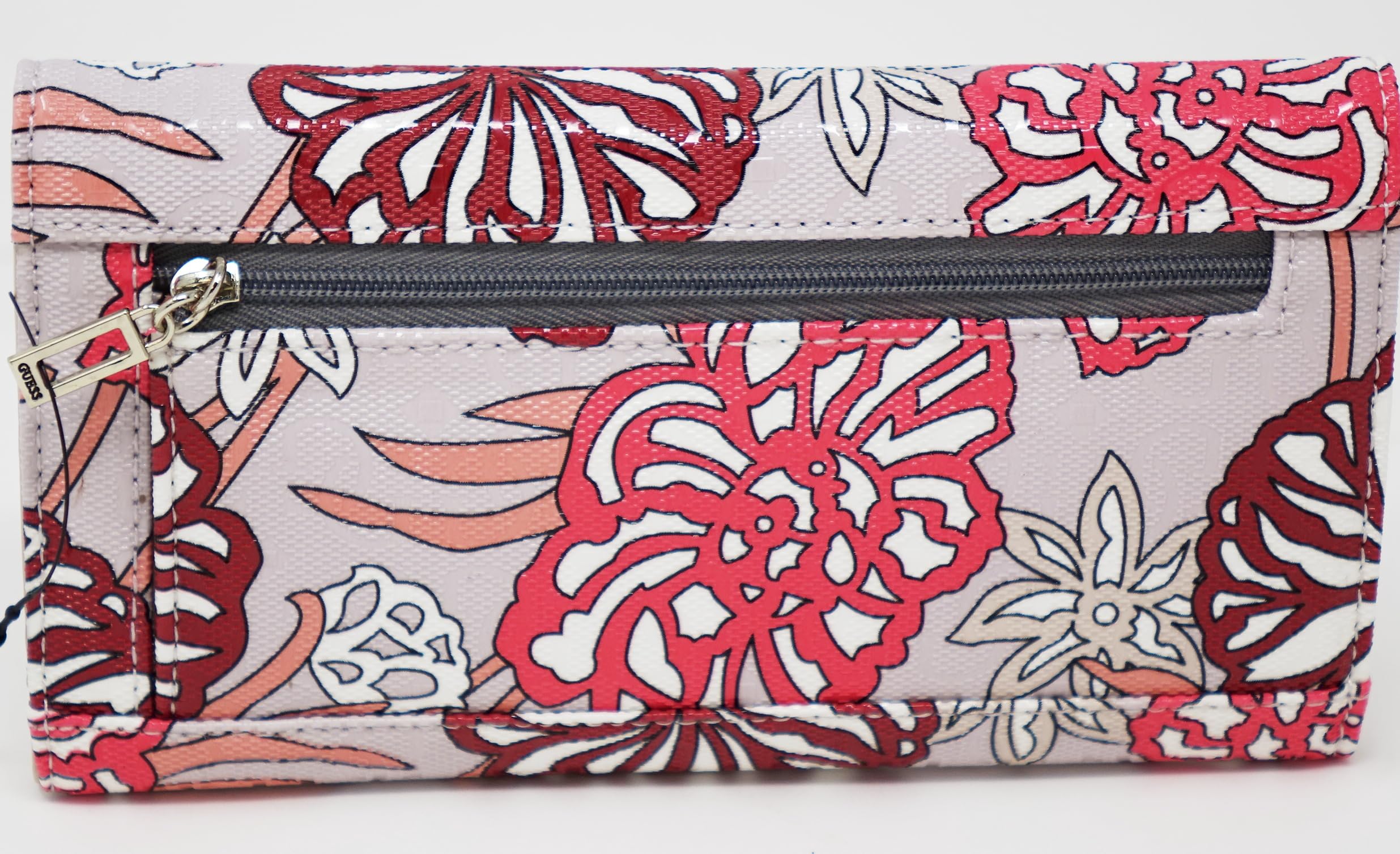 GUESS Boxed Ophelia Slim Clutch Wallet for Women - Rose Multi Color Fashion Wallet, Perfect for Parties, Dating & Evening Events