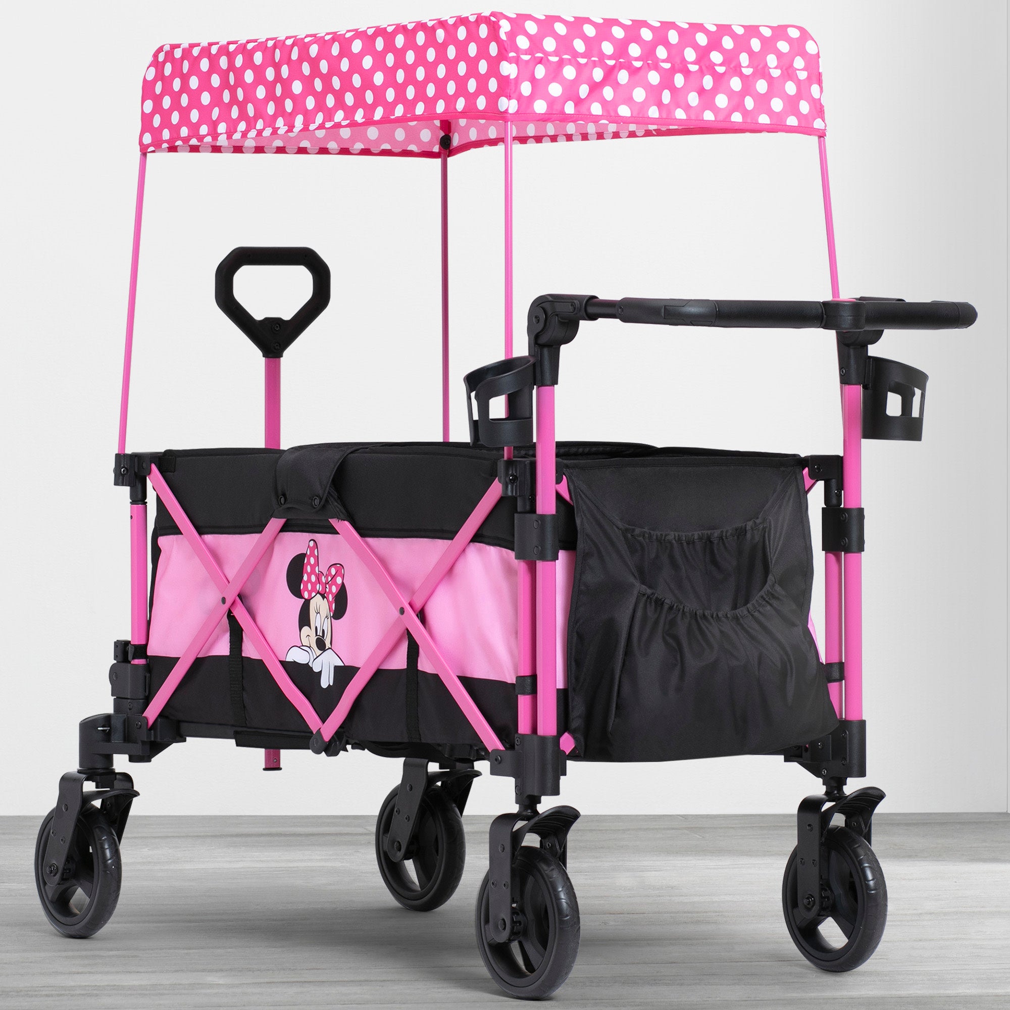 Disney Minnie Mouse Stroller Wagon for Kids - Lightweight Foldable Baby Stroller with Canopy - Perfect for Park Outings, Shopping & Travel