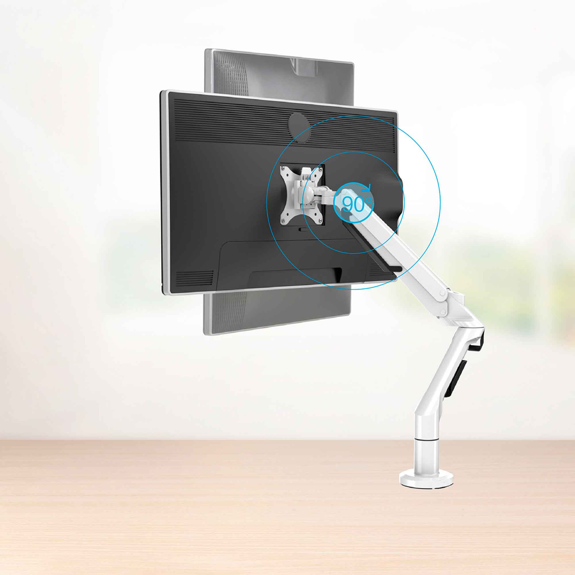 Adjustable Single Monitor Arm - Rotating Ergonomic Stand for 17-36 Inch Screens, 12kg Load Capacity, White (DH26) - Perfect for Home Office, Gaming & Workspace Setup