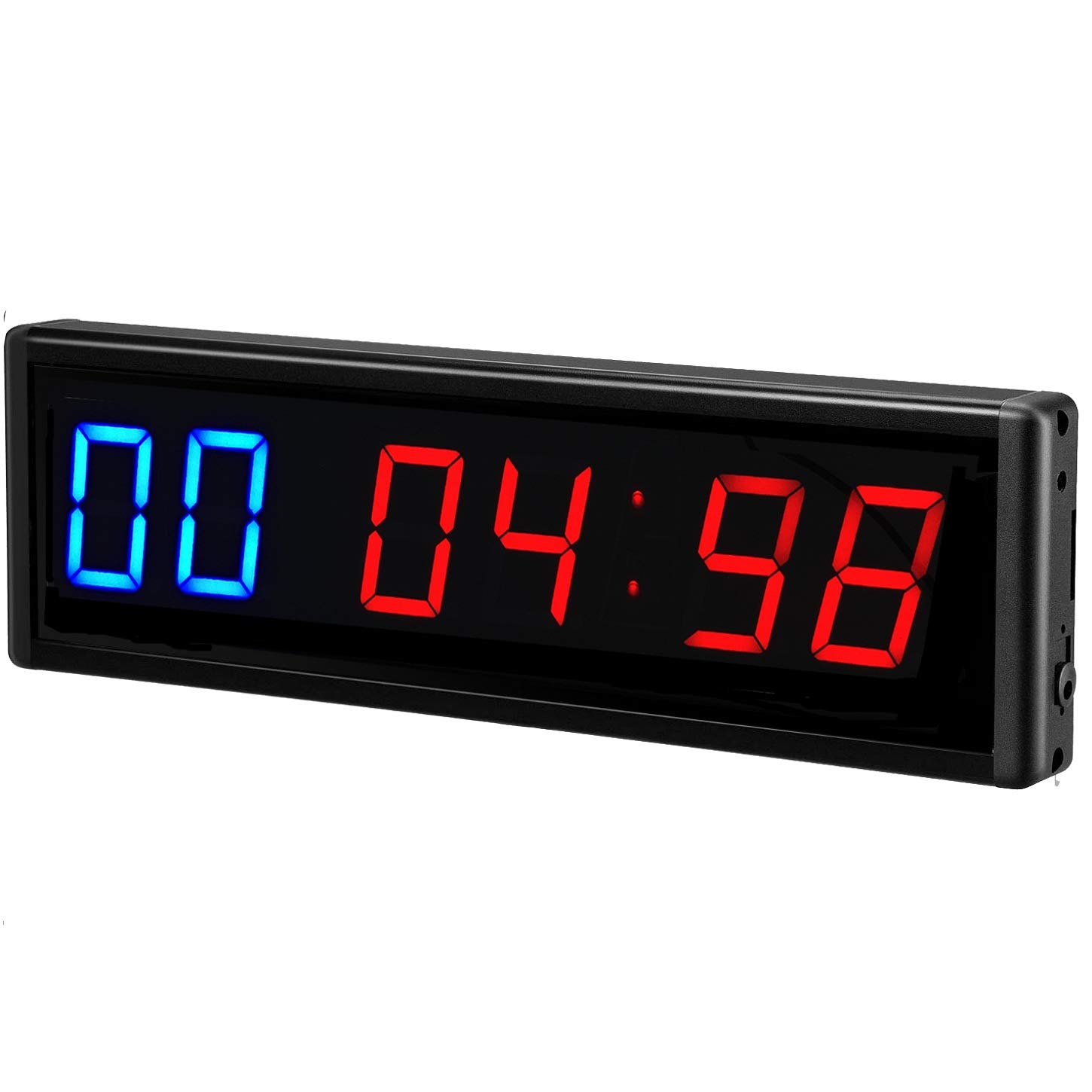 2.3 Inch Digital Gym Timer Clock with Remote - Wall Mount Fitness Stopwatch for Garage Workouts, HIIT Training & CrossFit (Red & Blue) | Perfect for Home Gym, Boxing Timer & Interval Training