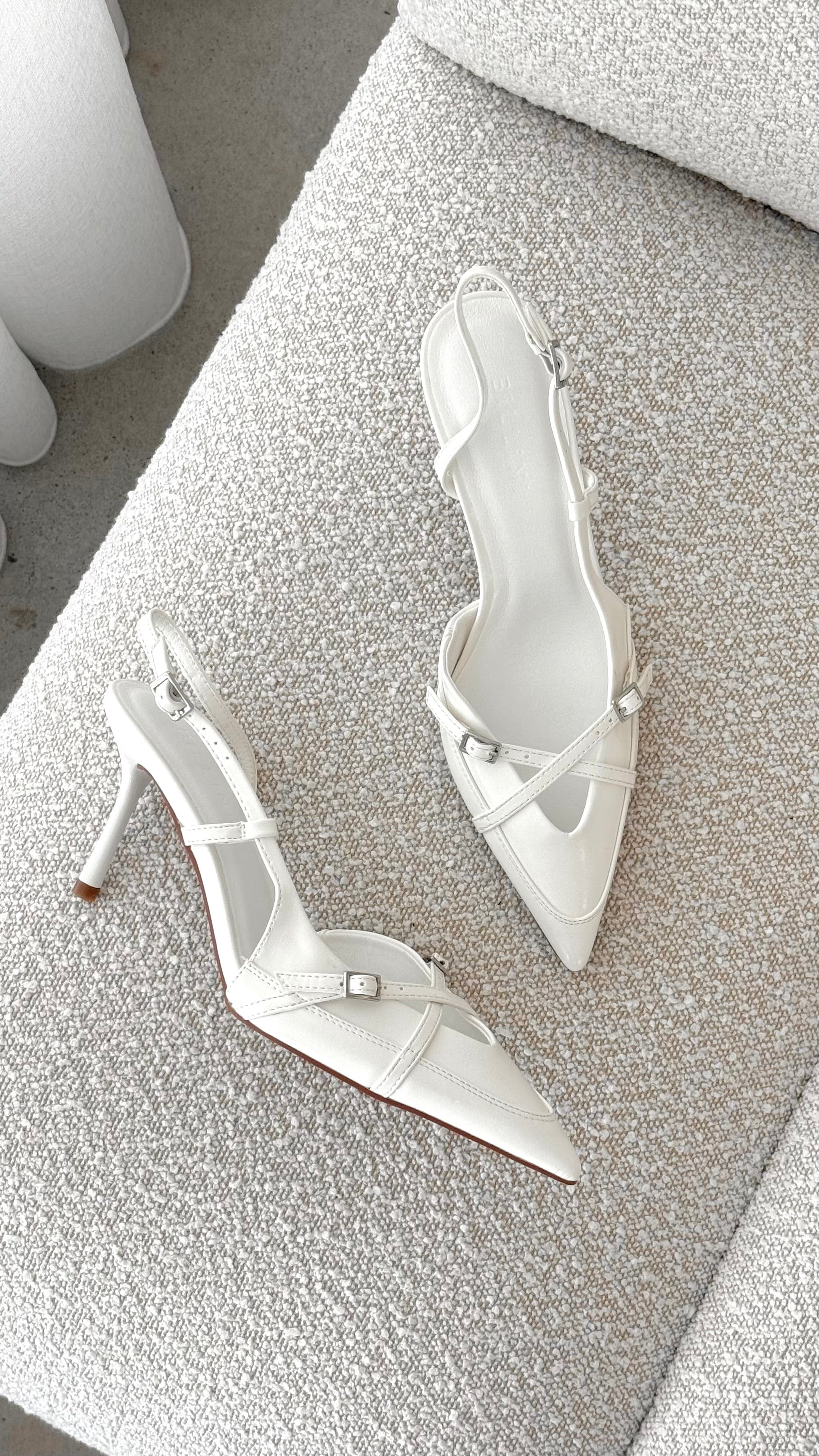 Huxly Heel White Shine Women's High Heels - Elegant Shiny Party Shoes for Weddings, Prom & Evening Events
