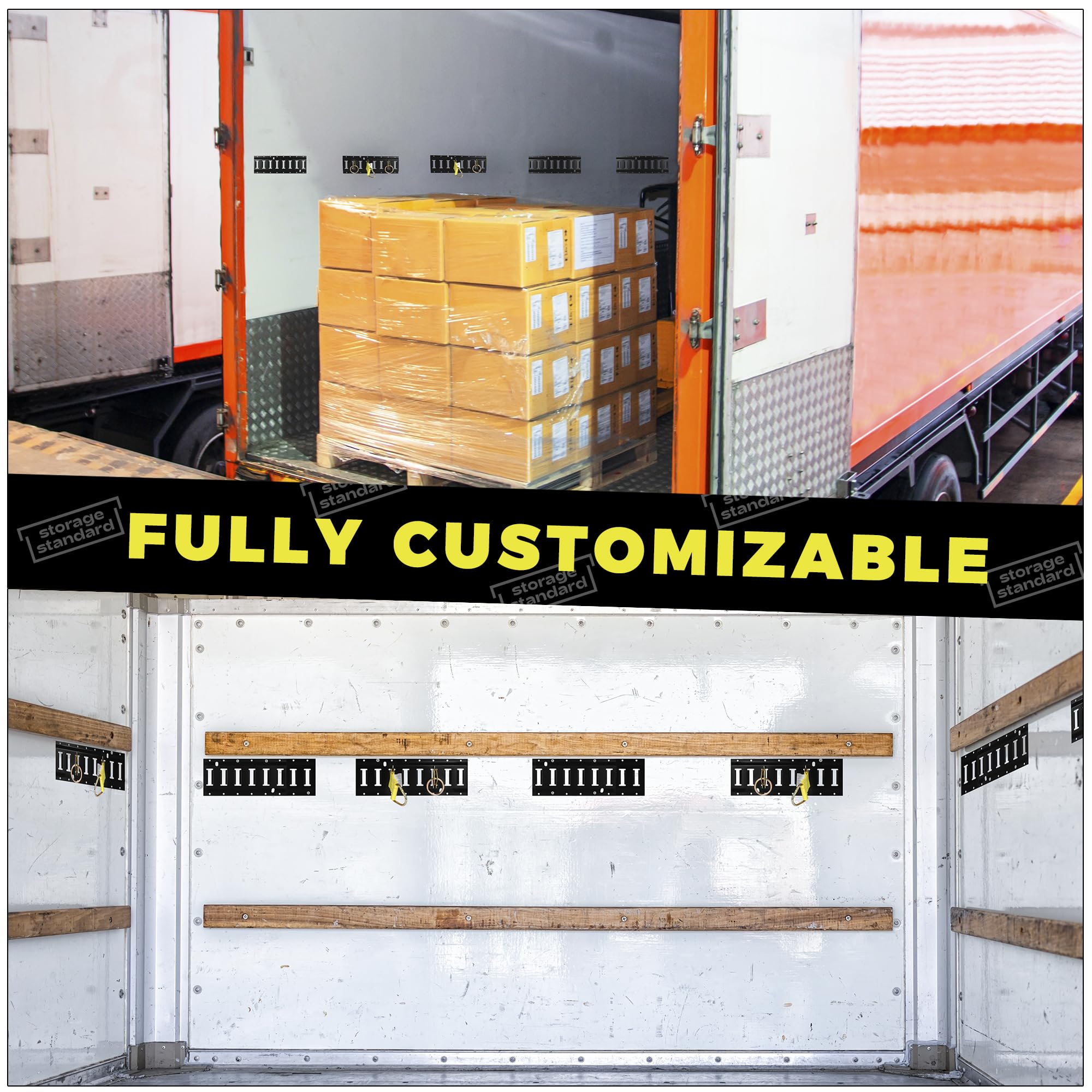 E Track Rail Tie-Down Kit - 4 Rails (16’’ Tracks) with E Track Accessories for Cargo Control - Heavy Duty Trailer Tie Downs & Anchors System - Perfect for Enclosed Trailers, Service Trucks & Vehicle Cargo Securing