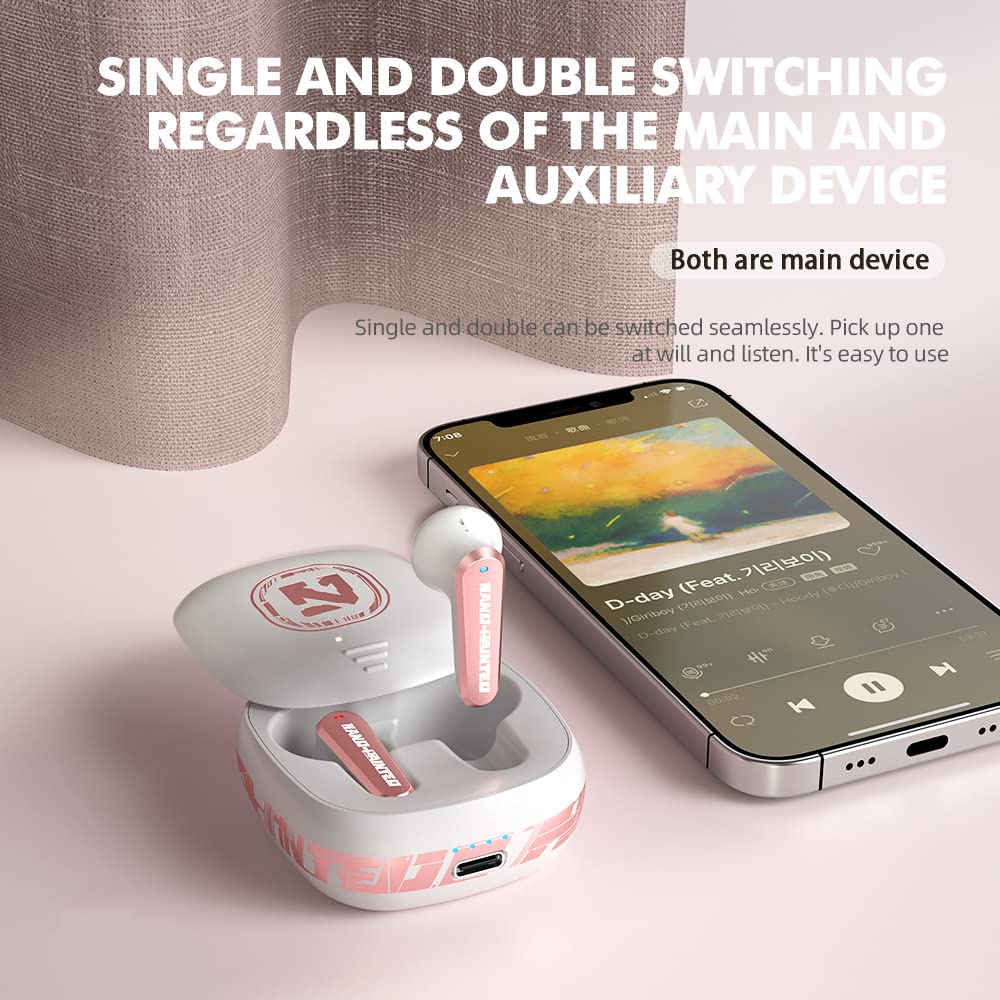 Wireless Bluetooth 5.2 Headphones with ENC, 3D Stereo Sound, Touch Control & IPX7 Waterproof - In-Ear Sport Headset with Charging Case & HD Dual Mics for Calls (Pink) | Perfect for Running, Gym Workouts & Outdoor Activities