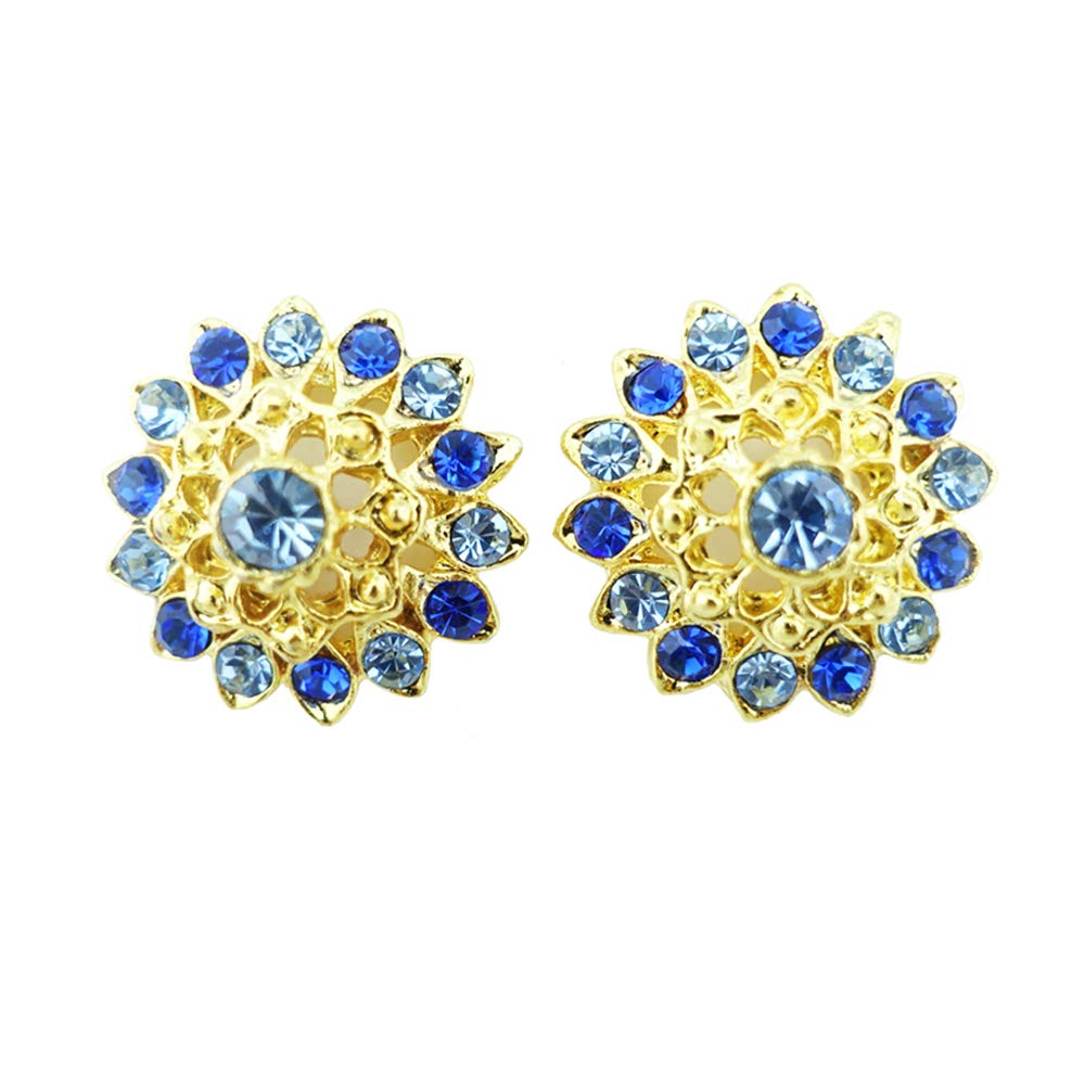 Thai Gold Plated Turquoise Clip Earrings 0.75