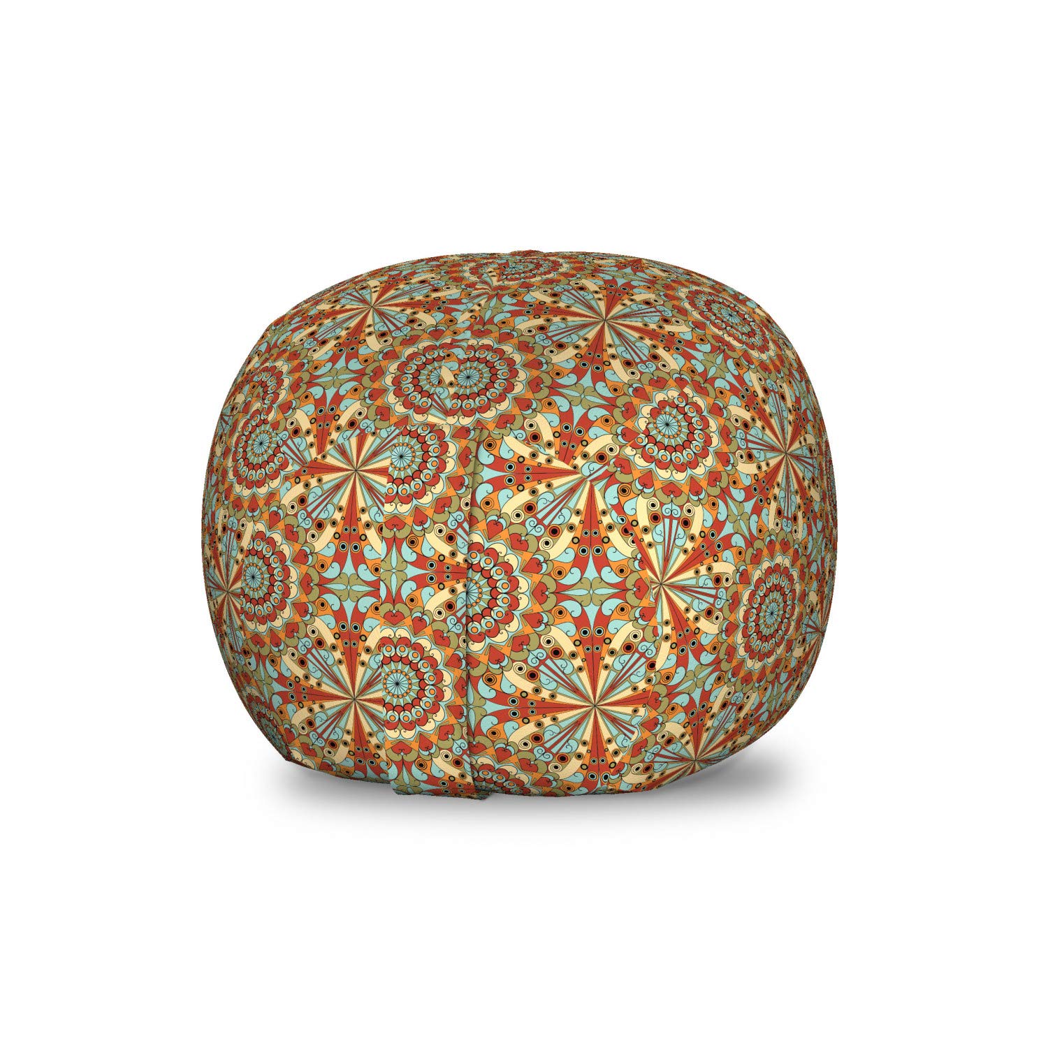 Ambesonne Retro Storage Toy Bag Chair - Colorful Geometric Floral Print Stuffed Animal Organizer, Washable Small Multicolor Bean Bag | Perfect for Kids' Room, Playroom & Nursery Organization