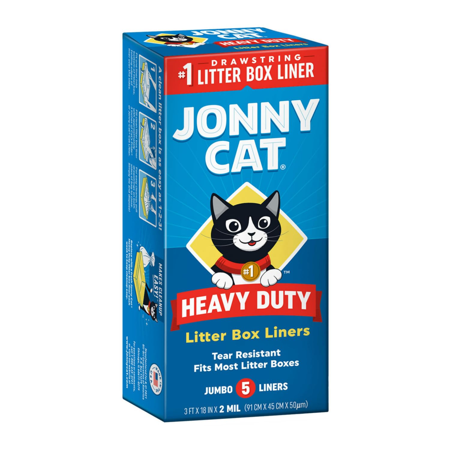 JONNY CAT Litter Box Liners - Extra Thick & Tear-Resistant Disposable Cat Litter Bags for Easy Cleanup (4-Pack) | Durable & Convenient for Odor Control & Mess-Free Litter Box Maintenance