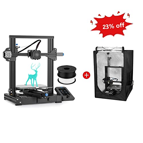 Upgraded Creality Ender 3 V2 3D Printer with 1KG White & Black PLA Filament - Fireproof & Dustproof 3D Printer Enclosure Tent for Home, Office & School Projects | Perfect for Prototyping, DIY Crafts & Educational Models