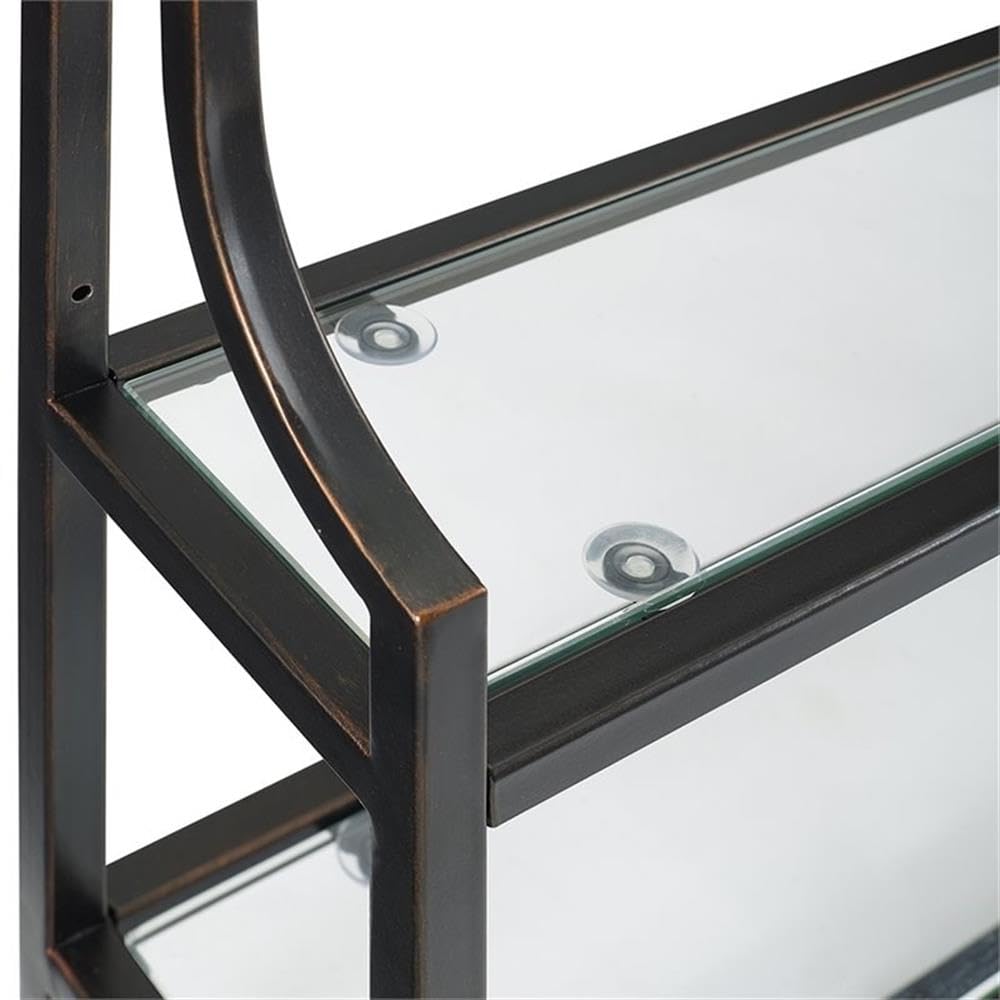 2-Shelf Modern Metal Wall Shelf in Oil Rubbed Bronze - Rustic Industrial Floating Shelves for Living Room, Bedroom, Bathroom & Kitchen Storage Decor