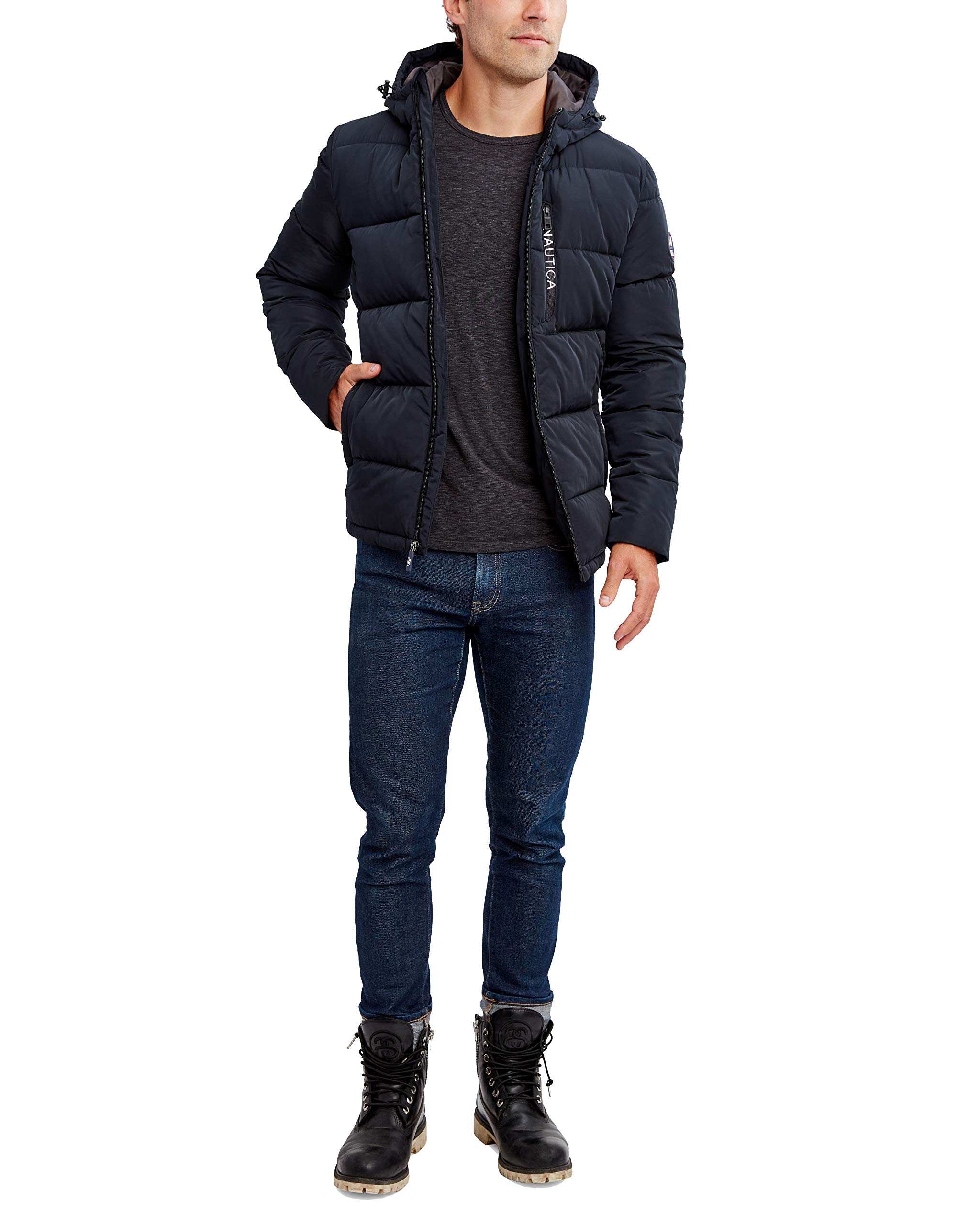 Nautica Men's Waterproof Windproof Hooded Parka Jacket - Winter Warm Coat for Outdoor Activities, Hiking & Casual Wear