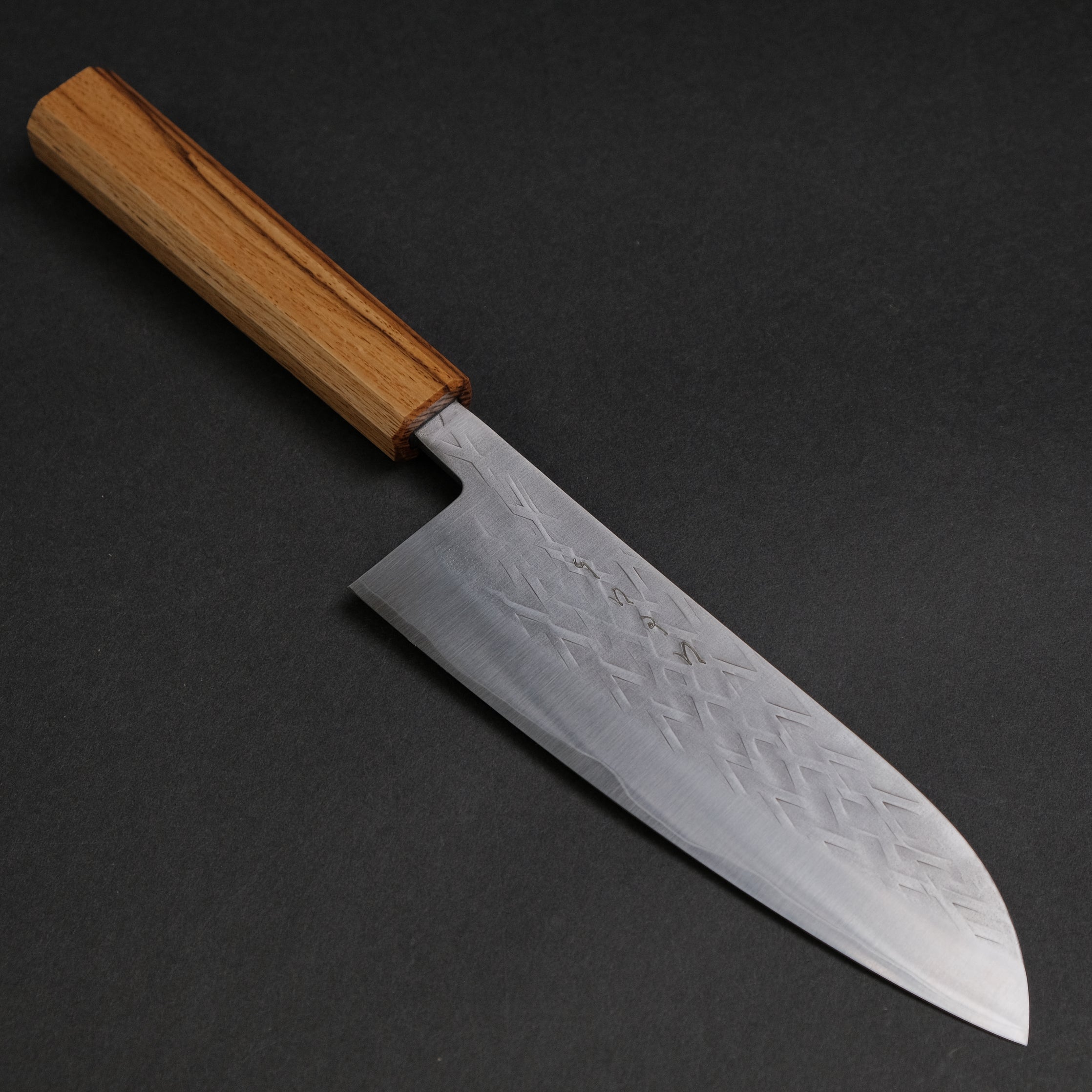 Hitohira TD SLD Tsuchime Santoku Knife 165mm - Japanese High Carbon Steel Blade with Lacquered Oak Handle - Perfect for Slicing, Dicing & Precision Cooking