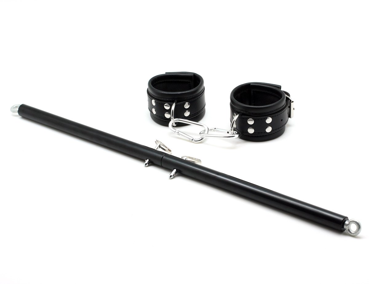 Adjustable Steel Spreader Bar with Leather Cuffs - SMspade Restraint Kit for BDSM, Bondage & Bedroom Play - Perfect for Couples, Roleplay & Sensory Exploration