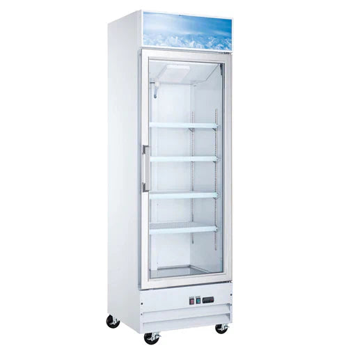 Coldline D12 W 27-Inch Single Glass Swing Door Commercial Merchandiser Freezer - White | Perfect for Supermarkets, Convenience Stores & Restaurant Display
