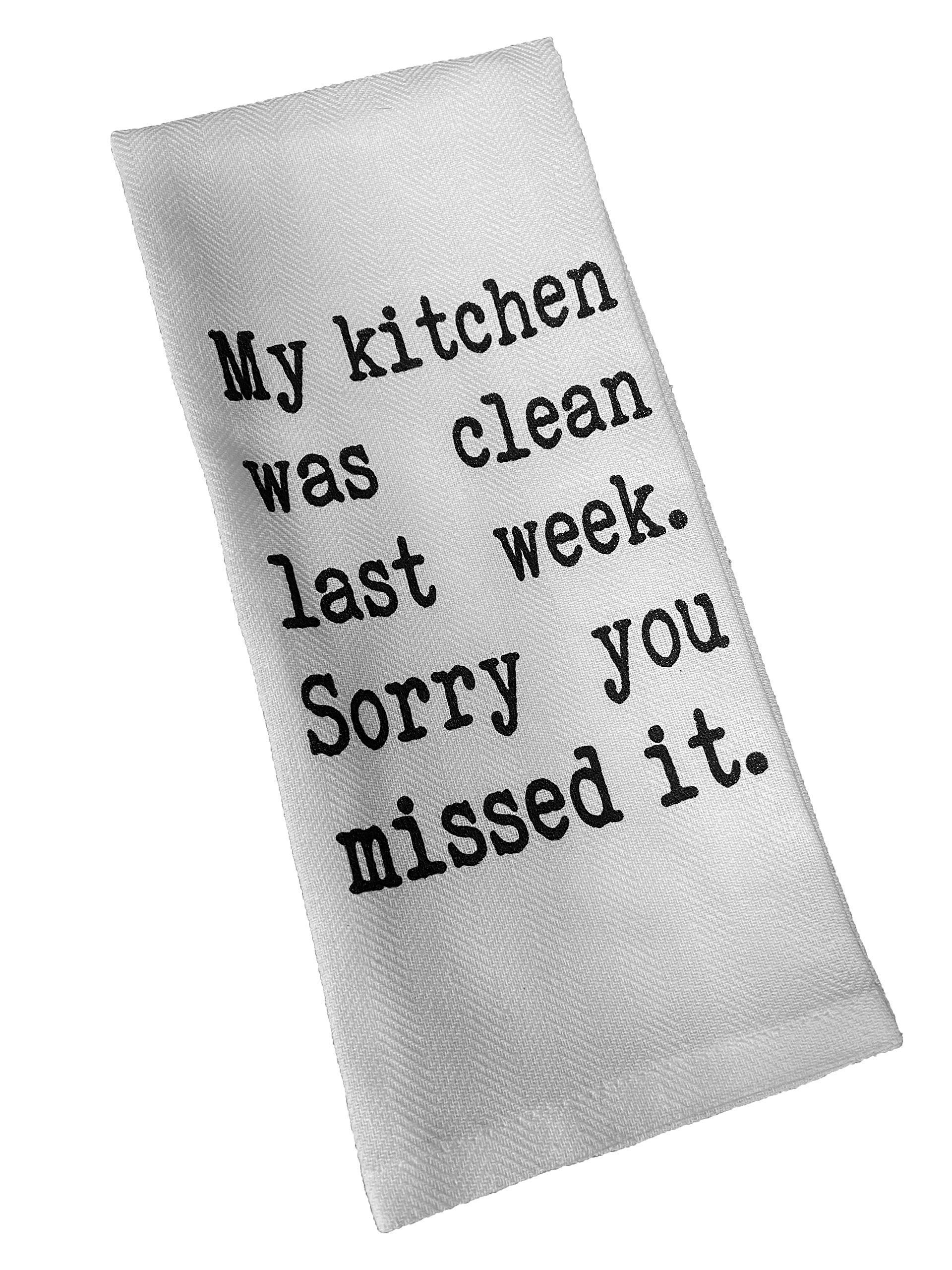 Funny Kitchen Tea Towel - 'My Kitchen Was Clean Last Week' Humorous Dish Towel for Cooking, Cleaning & Gifts - Perfect for Home, Office & Housewarming Parties