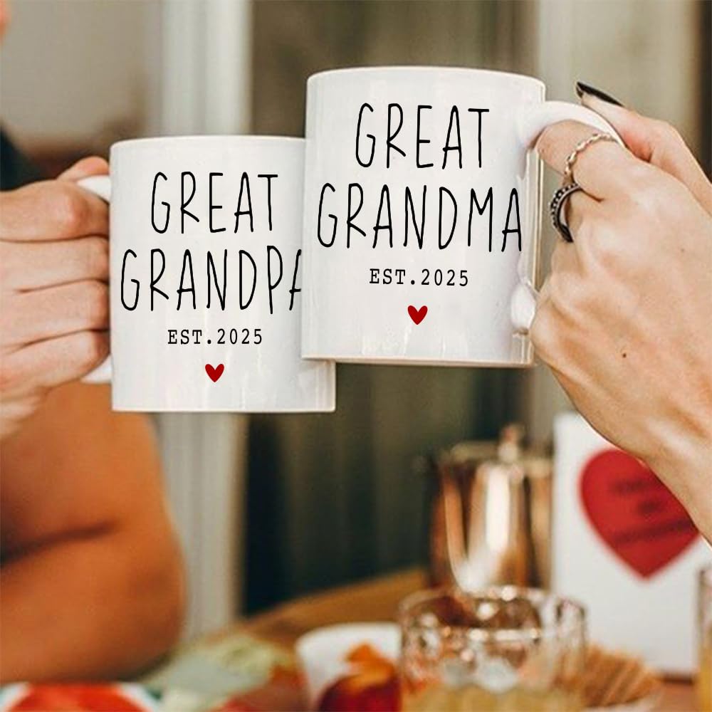 EST 2025 Grandparent Gift Mug - Pregnancy Announcement Cup for First-Time Grandparents | Perfect for Baby Reveal Parties & New Grandparent Celebrations