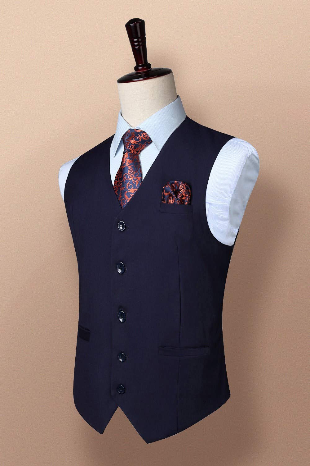 Enlision Men's Slim Fit Business Suit Vest - Formal Waistcoat for Tuxedo & Office Wear - Solid Color Dress Vest for Weddings, Prom & Business Events