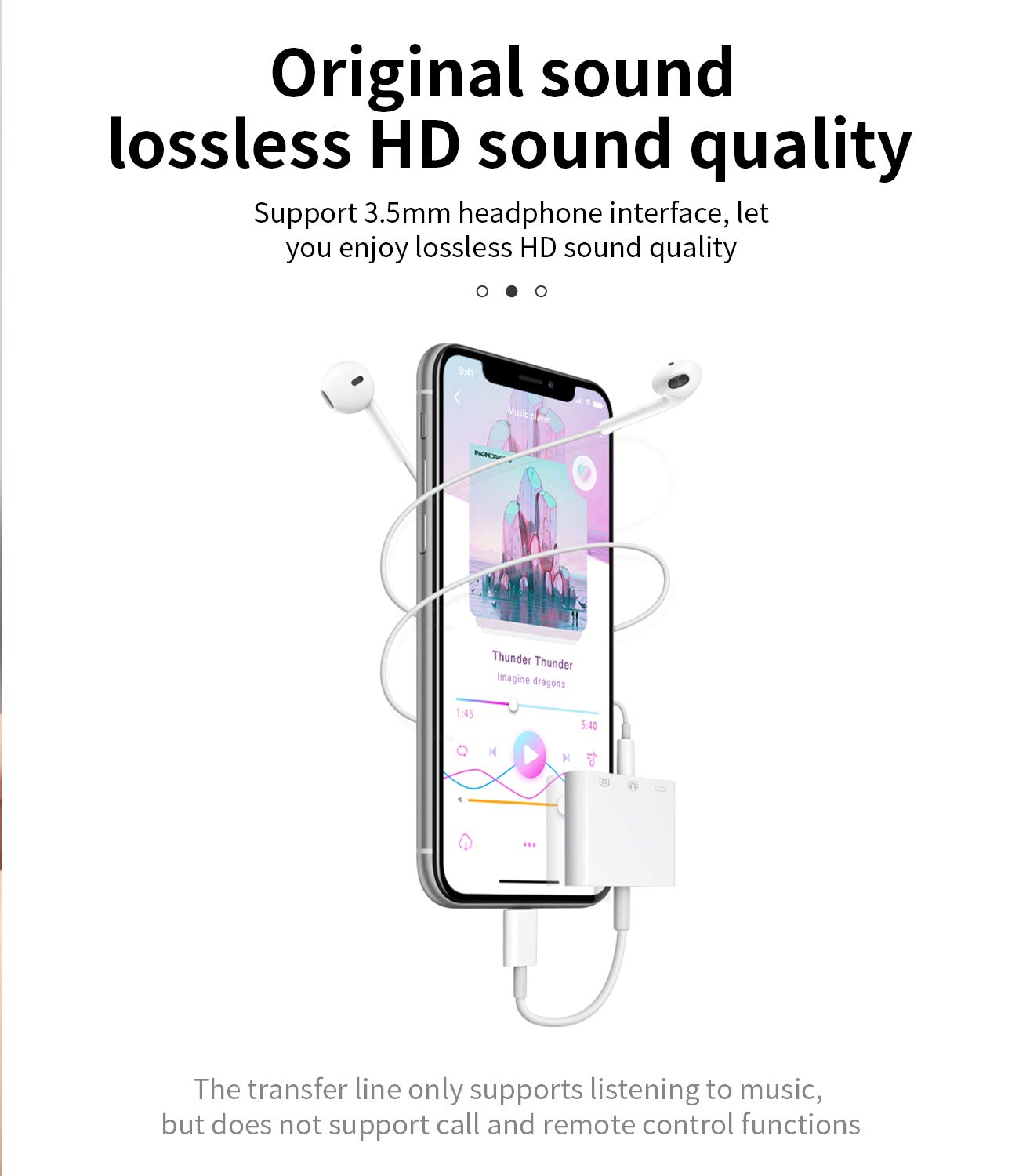 Apple Certified Lightning to 3.5mm Headphone Adapter & USB Charger Extender - iPhone Audio Jack Dongle, OTG Cable for Earphones, Camera & Memory Connector - Perfect for Music, Charging & Data Transfer