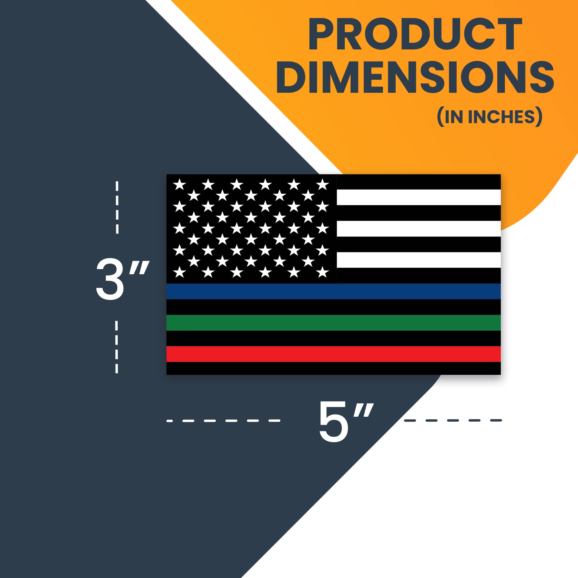 Thin Line Flag Magnet Decal 3x5 Inches - 2 Pack Heavy Duty Car Magnet for Truck, SUV, Van - Support Police, Firefighters, Military - Perfect for Vehicle Decoration, Patriotic Displays & First Responder Appreciation