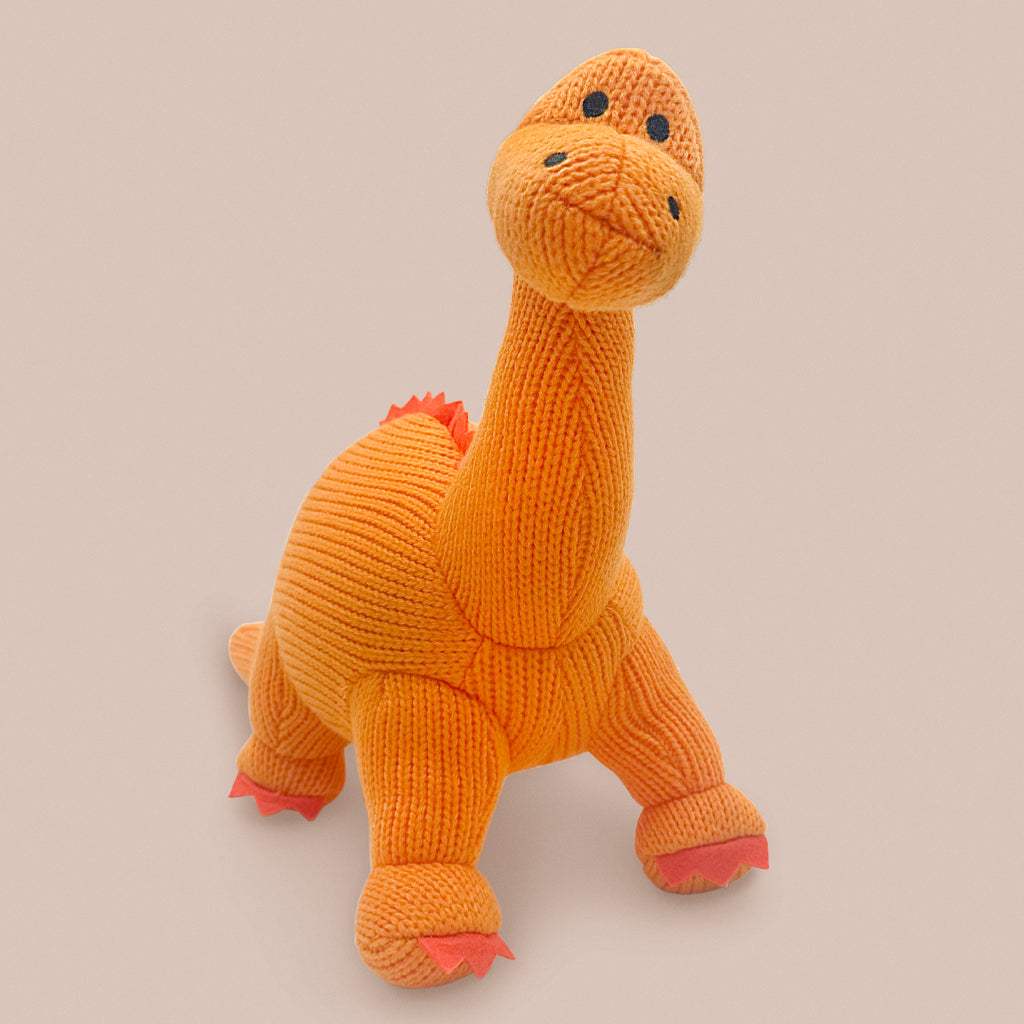Cute Dinosaur Plush Toy & Custom Name Pyjama Set - Orange Dino Themed Sleepwear for Kids | Perfect for Birthday Gifts, Bedtime & Nursery Decor