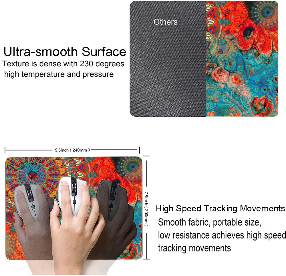 Mandala Flower Mouse Pad - Non-Slip Rubber Base, Waterproof Square Mousepad for Office & Laptop (9.5