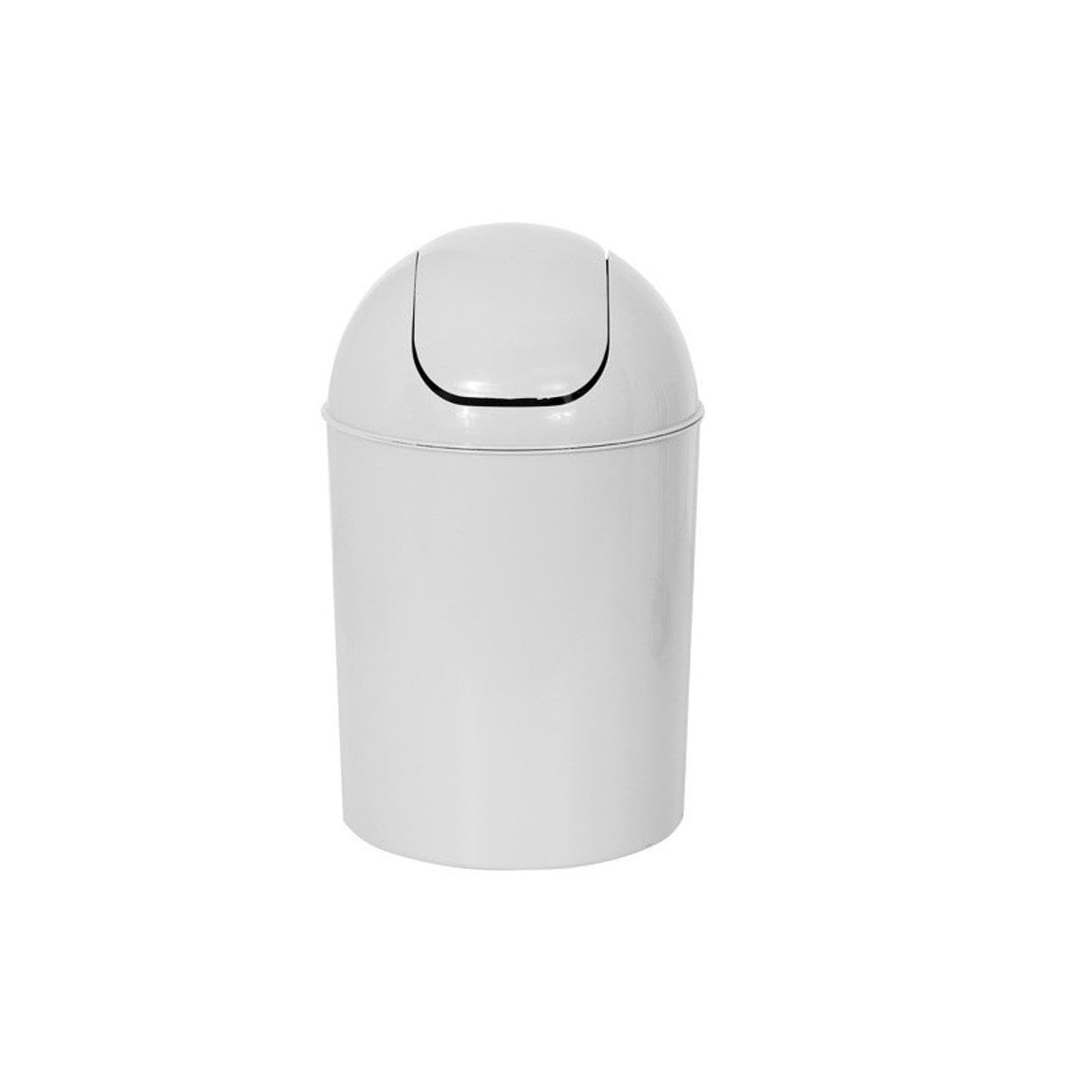 Stainless Steel 13 Gallon White Round Trash Can with Swing Lid - 25 x 25 x 35 cm Kitchen Waste Bin for Home, Office & Bathroom Use