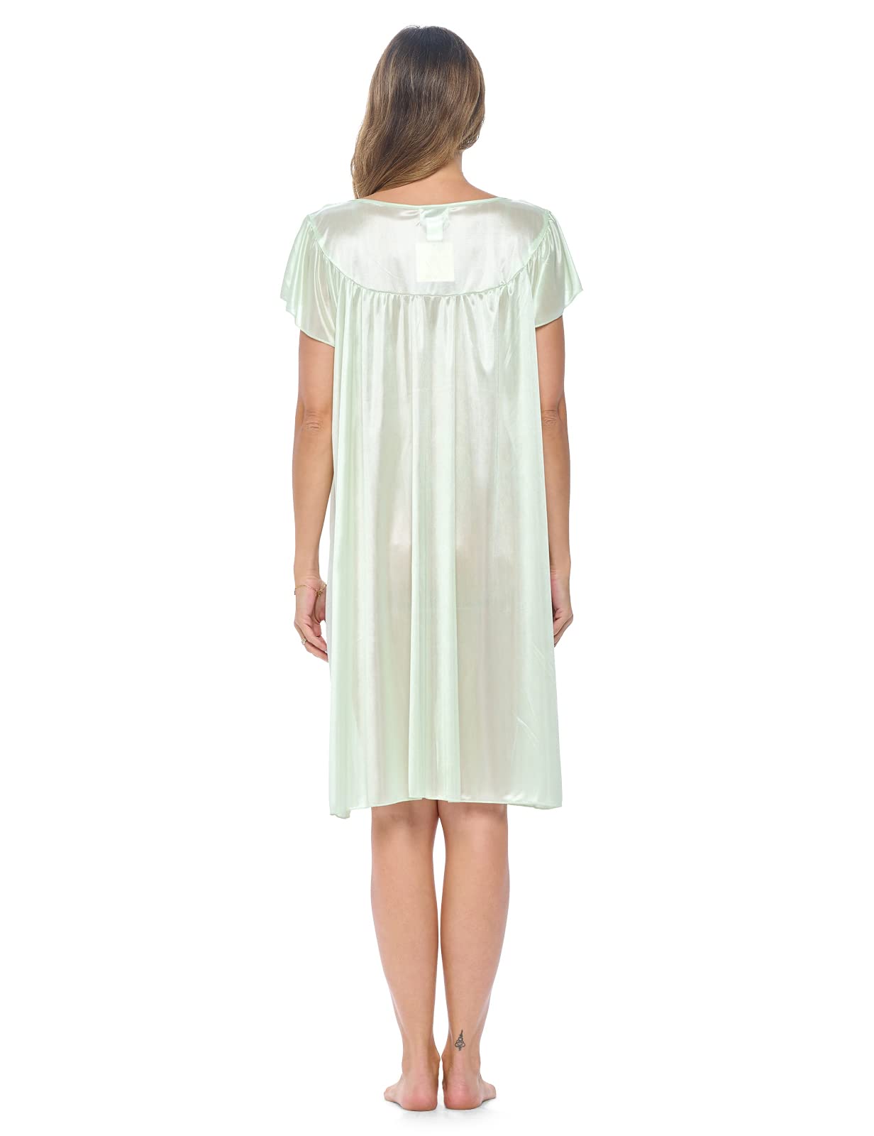 Women's Cap Sleeve Rose Satin Nightgown - Soft & Comfortable Sleepwear for Casual Nights - Perfect for Lounging, Sleepovers & Relaxing at Home