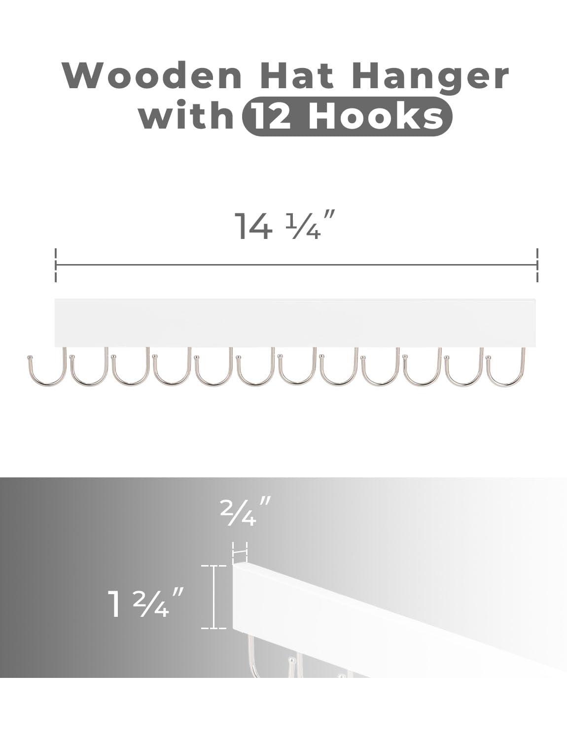 StorageWorks 12-Hook Wall-Mounted Tie Rack - 2 Pack Wooden Hangers for Neckties, Belts & Hats (White) - Perfect for Closet Organization & Accessory Storage
