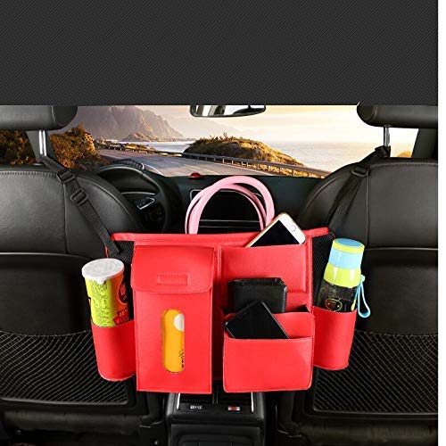 HWZ Car Seat Back Organizer - PU Storage Bag with Multi-Pockets for Road Trips & Travel