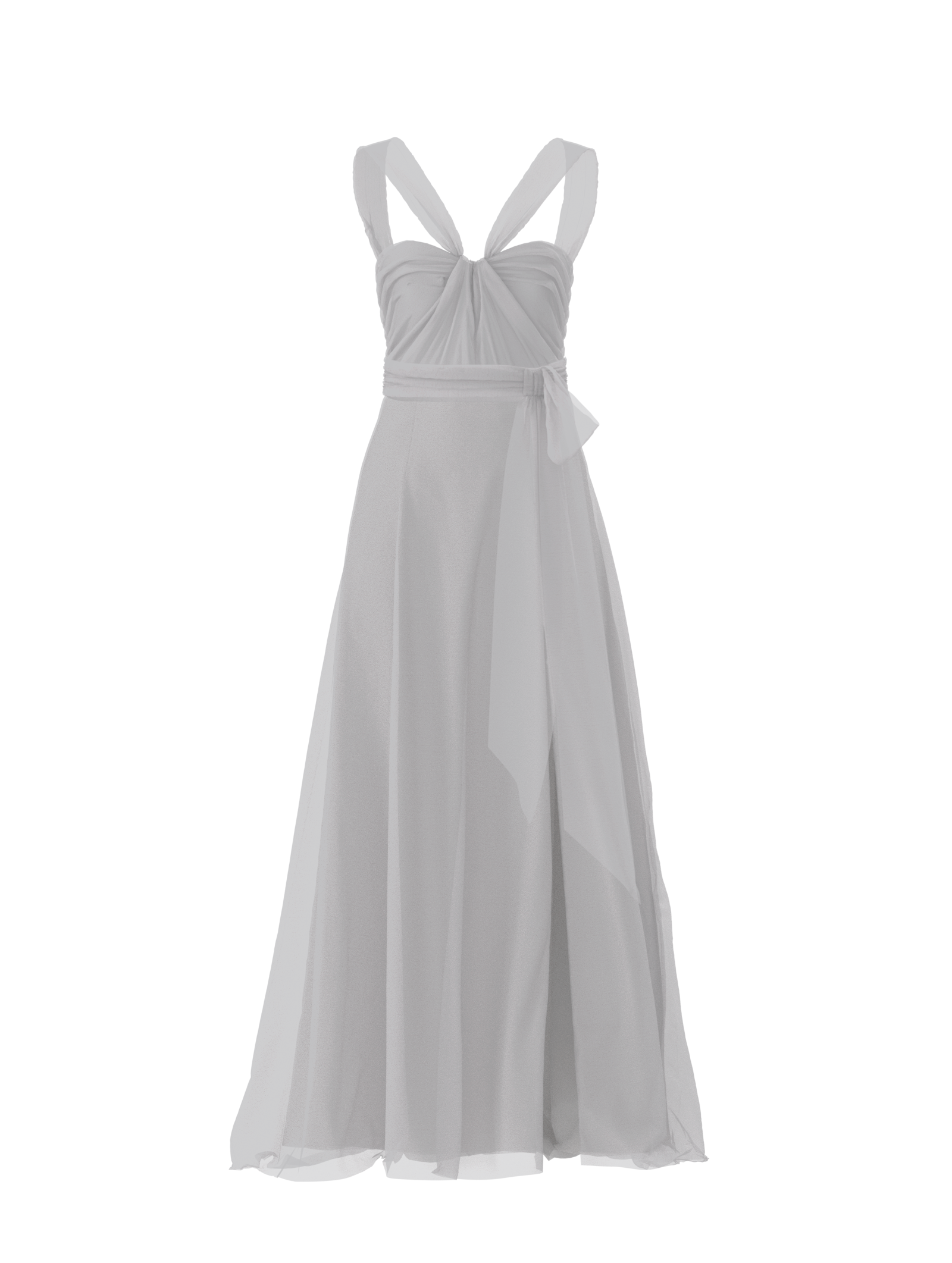 Elegant Cerisa Bodice with Arabella Skirt and Sash Belt in Platinum - Perfect for Weddings, Prom, and Formal Events