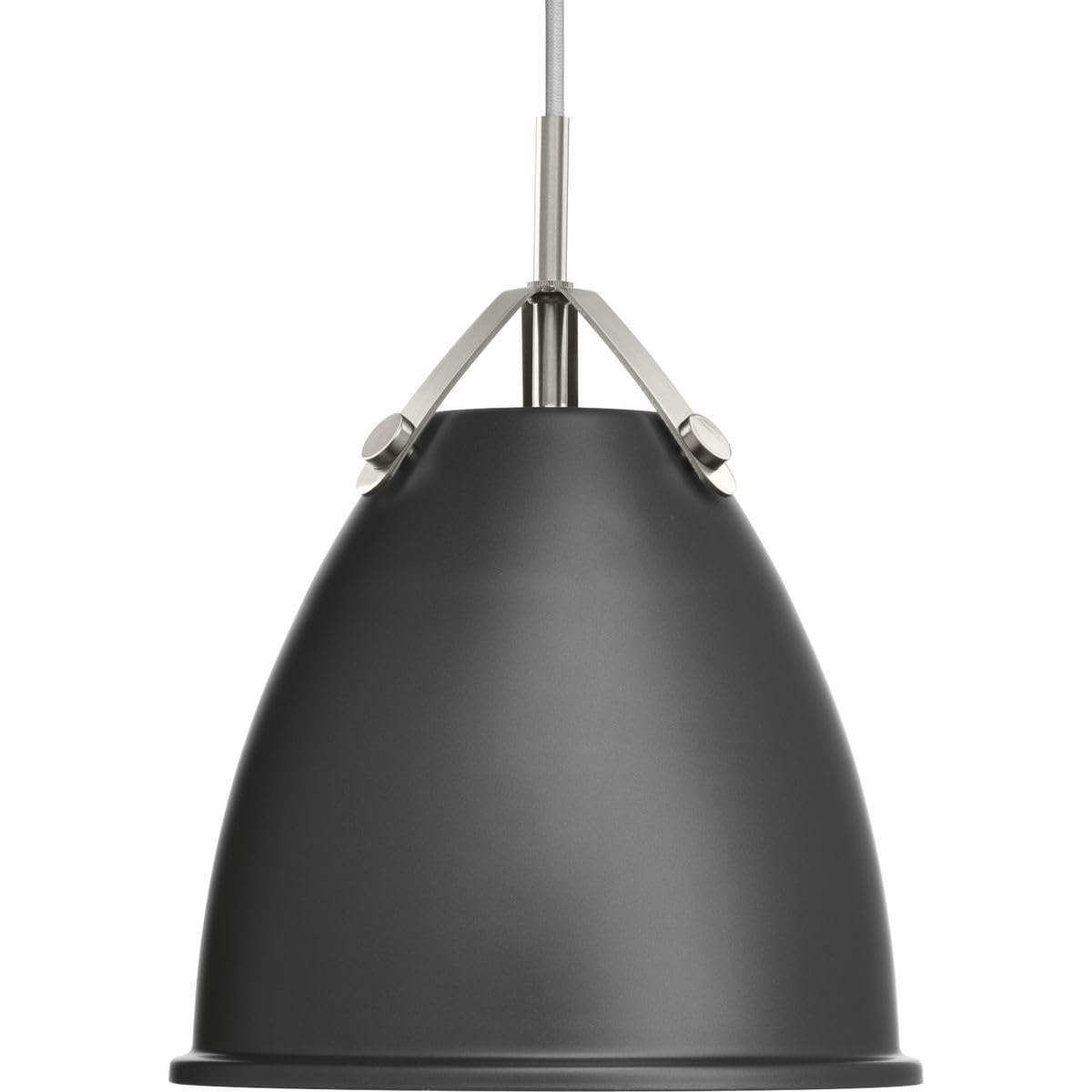Progress Lighting P500051-143 Tre One-Light Pendant in Graphite Black - Modern Hanging Light Fixture for Kitchen Island, Dining Room, or Entryway Lighting