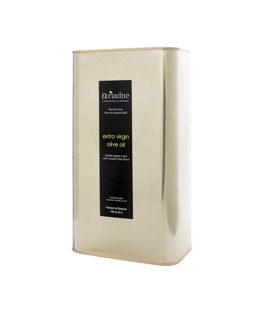 Premium Ariadne Extra Virgin Olive Oil 102oz (3L) - Cold Pressed, Unfiltered, Rich Flavor - Perfect for Cooking, Salad Dressing & Gourmet Recipes