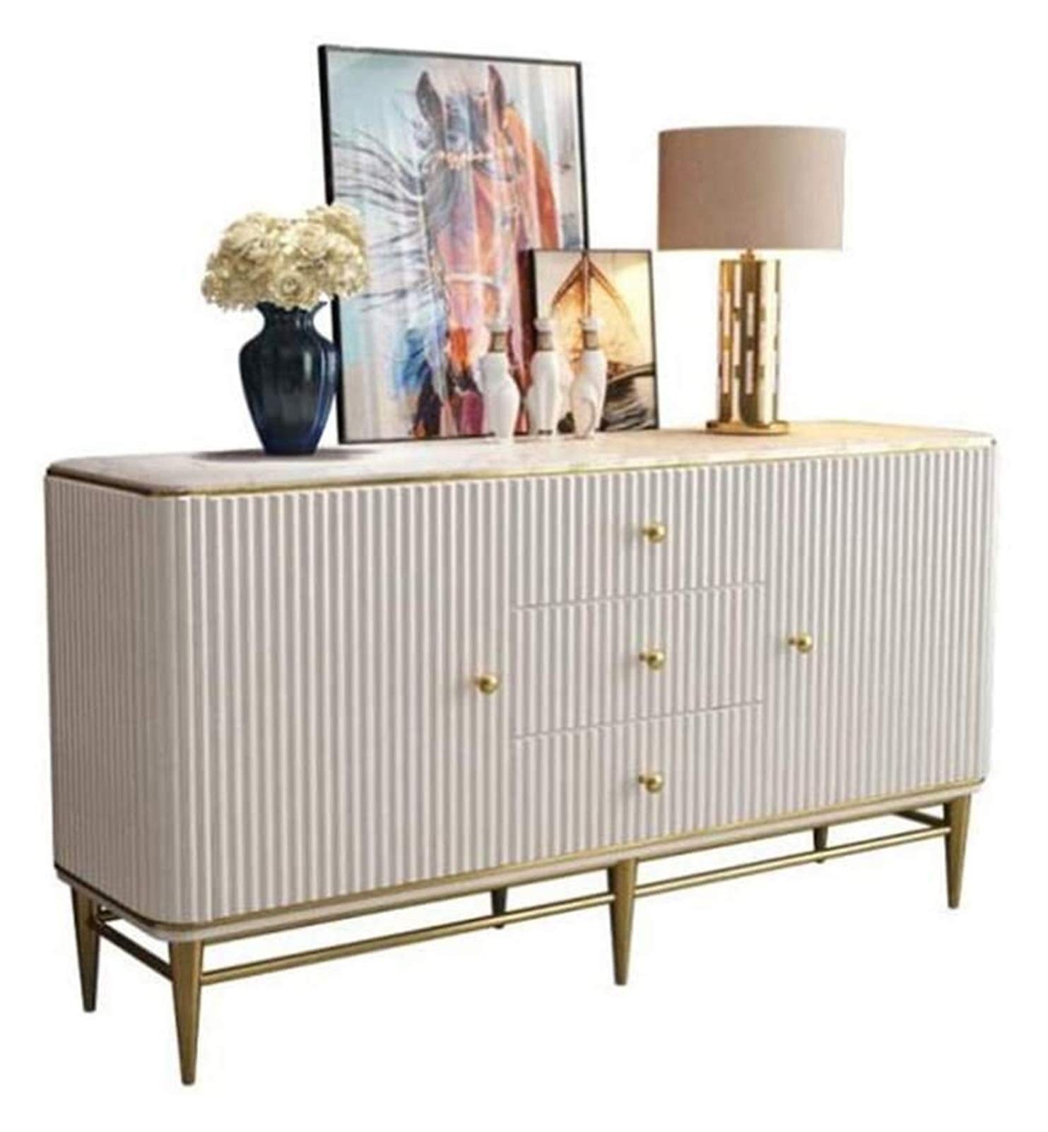 Modern White Entryway Table with Cabinet Door & 2 Drawers - Bedroom Storage Furniture, Contemporary Sideboard Buffet for Hallway, Living Room & Villa Decor - Space-Saving Console for Small Apartments & Home Organization