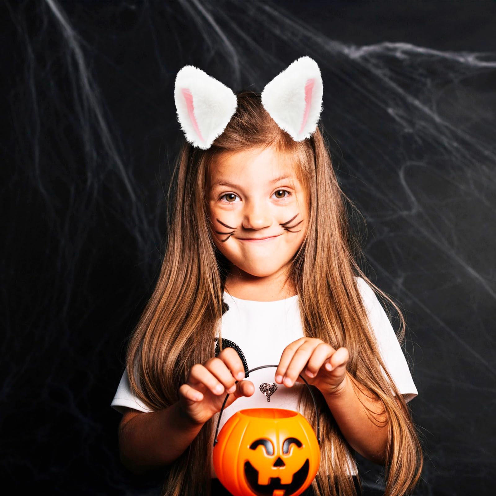 Pedenty Cat Fox Ears Headband for Women & Girls - Faux Fur Halloween Cosplay Costume Accessories for Adults & Kids (White) - Perfect for Halloween Parties, Cosplay Events, and Themed Photoshoots