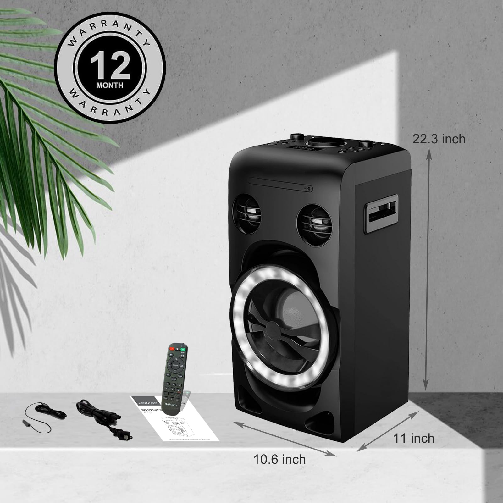 100W Home Bluetooth Stereo System with CD Player | HiFi Music System with Bluetooth 5.0, FM Radio, USB/AUX Input | Karaoke Function & LED Lights for Living Room, Bedroom, Party Entertainment