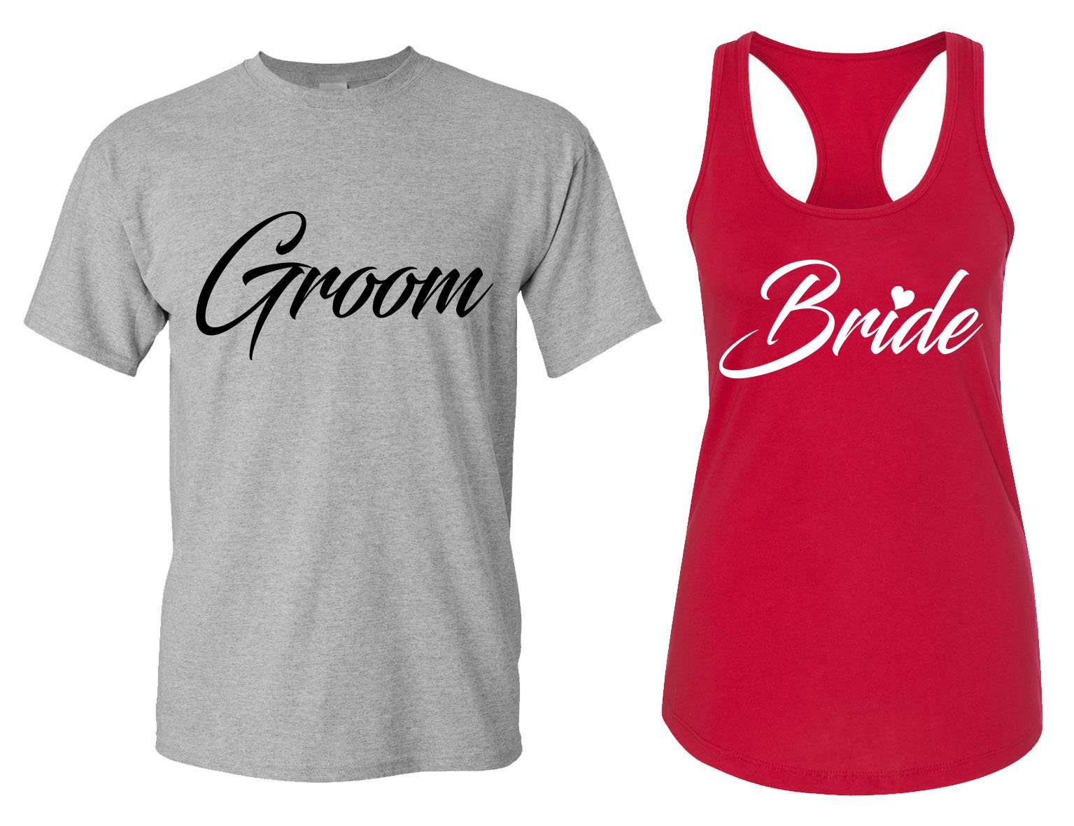 Couples Matching Wedding Party T-Shirts & Bridal Tank Tops - Bachelorette Bride & Groom Outfits for Engagement, Bridal Shower & Honeymoon