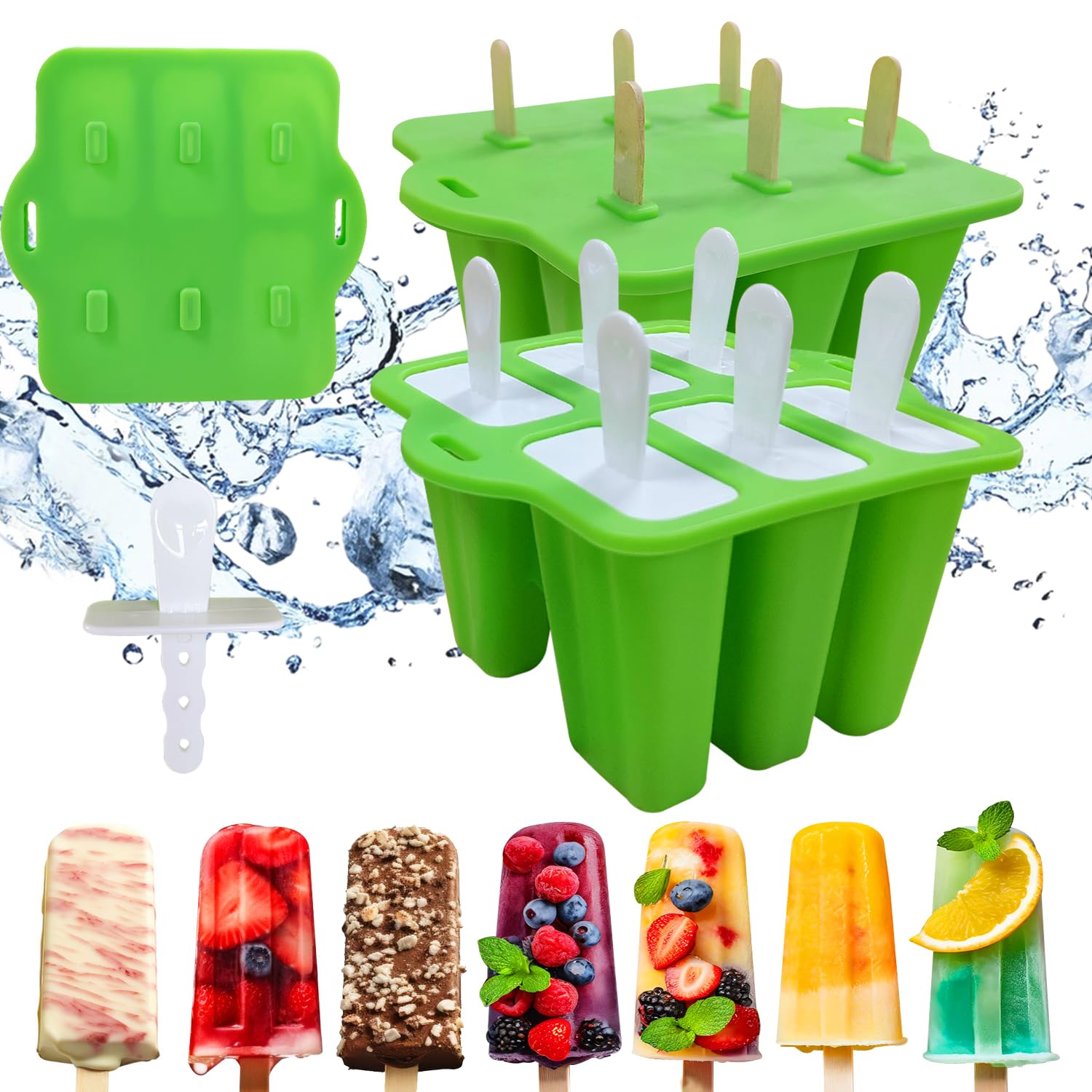 6-Piece Silicone Popsicle Molds BPA Free - Reusable Ice Pop Maker with Sticks for Kids & Adults | Perfect for Summer Treats, Healthy Snacks & DIY Frozen Desserts