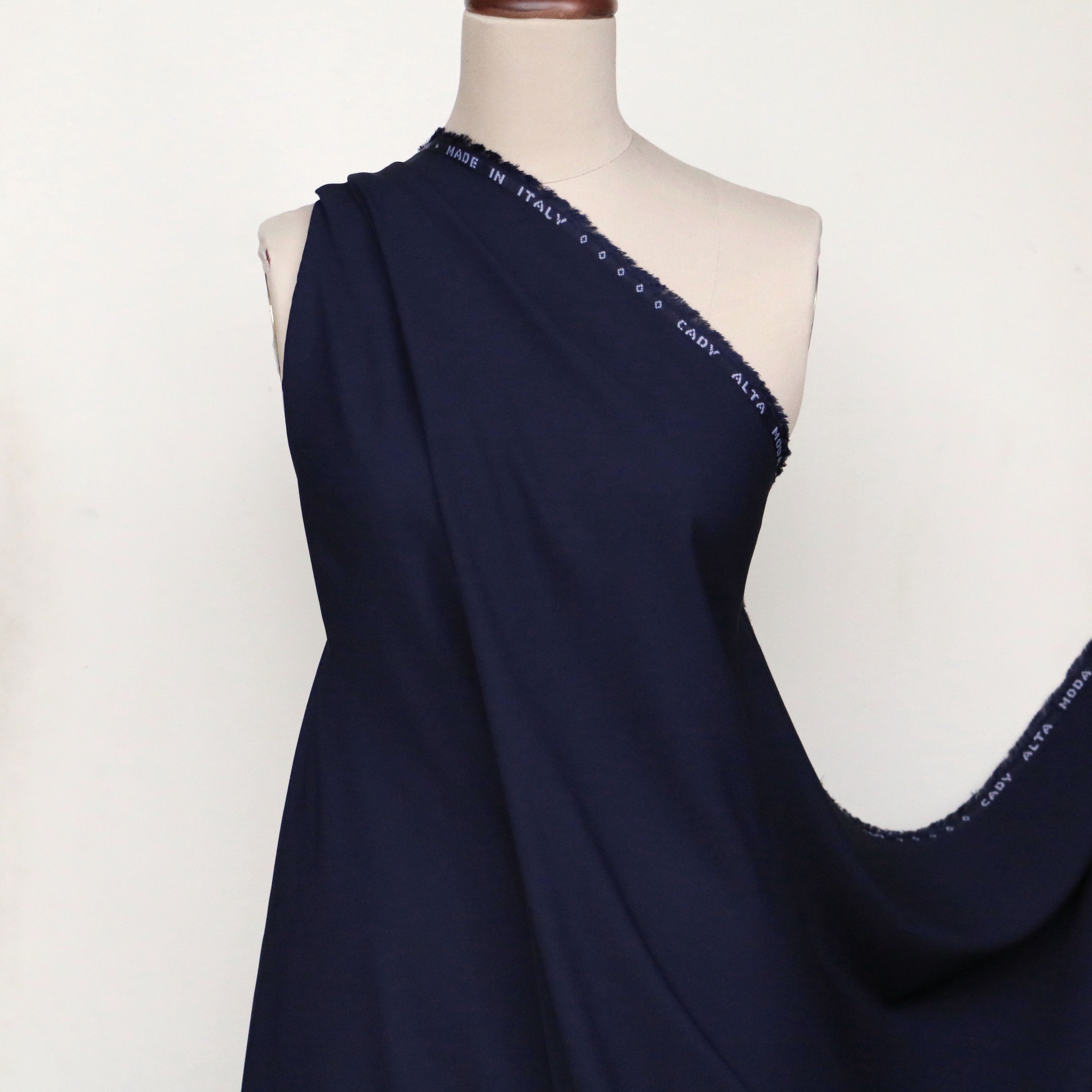 Navy Blue Satin Backed Crepe Fabric - Premium Quality Dress Material for Evening Gowns, Bridal Wear & Formal Attire - Perfect for Sewing, DIY Fashion & Home Decor Projects