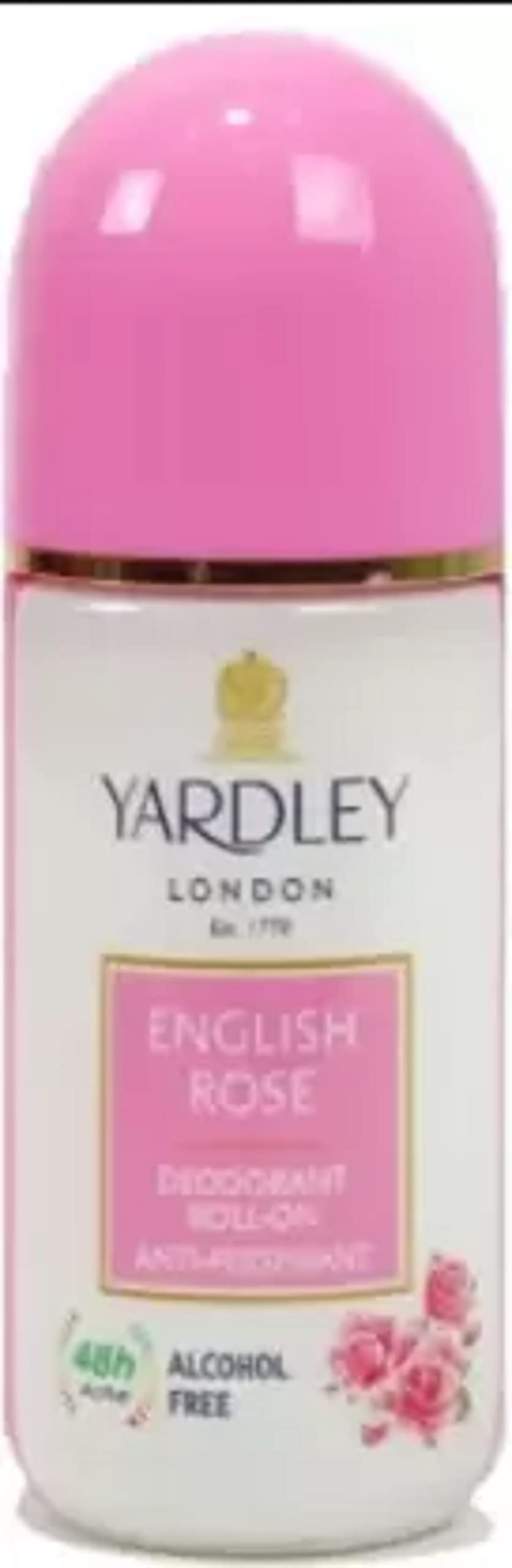 Yardley London Rose Deodorant Roll-On for Men & Women - 50ml Fresh Floral Scent, Long-Lasting Protection | Perfect for Daily Use, Workouts & Travel