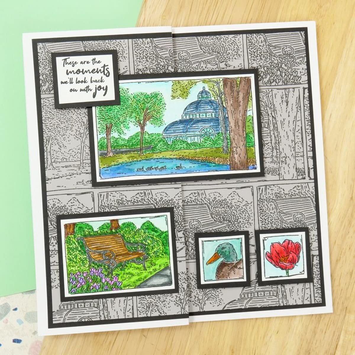 The Love of Stamps - Park Walk A6 Stamp Set for Card Making, Scrapbooking & DIY Crafts | Premium Rubber Stamps for Handmade Greeting Cards and Journaling