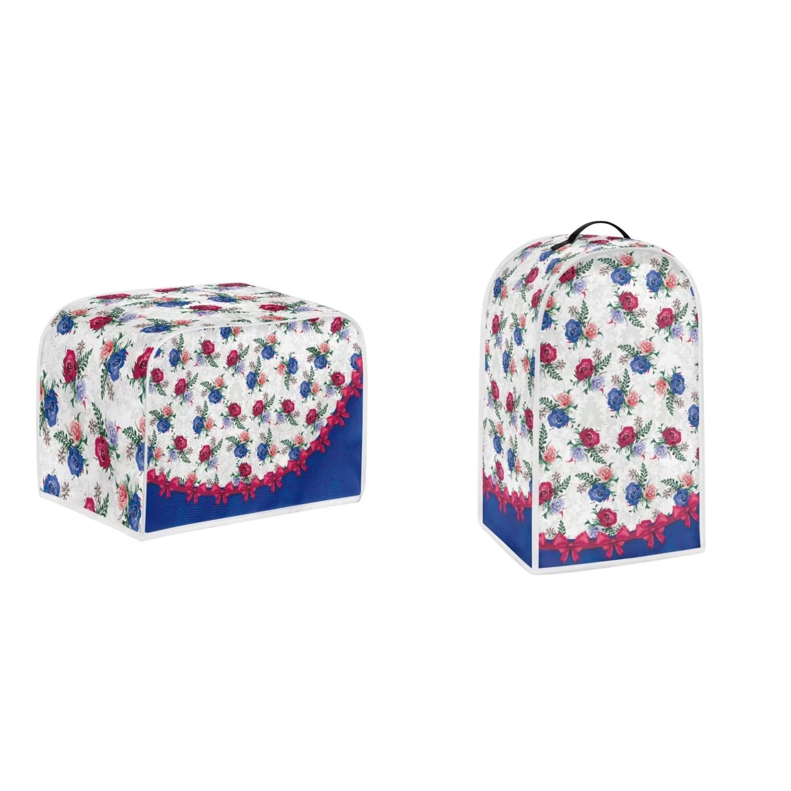 Psesaysky Red & Blue Roses Toaster Cover - Stain Resistant, Dustproof Protector for 2-Slice Toasters & Blenders | Bakeware & Kitchen Appliance Protector | Perfect for Kitchen Decor & Small Appliance Protection